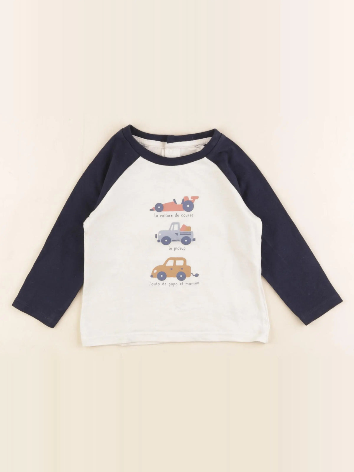Vertbaudet - tee-shirt beige, bleu - 18 mois
