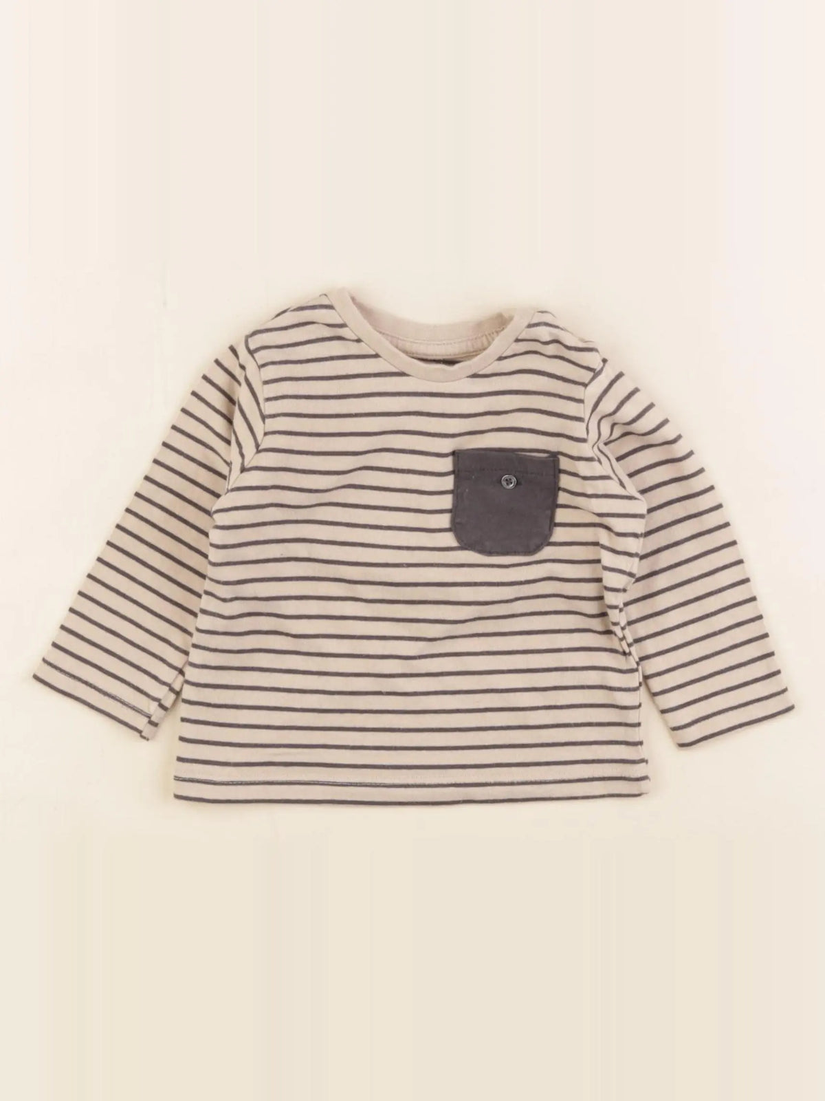 Vertbaudet - tee-shirt beige - 6 mois