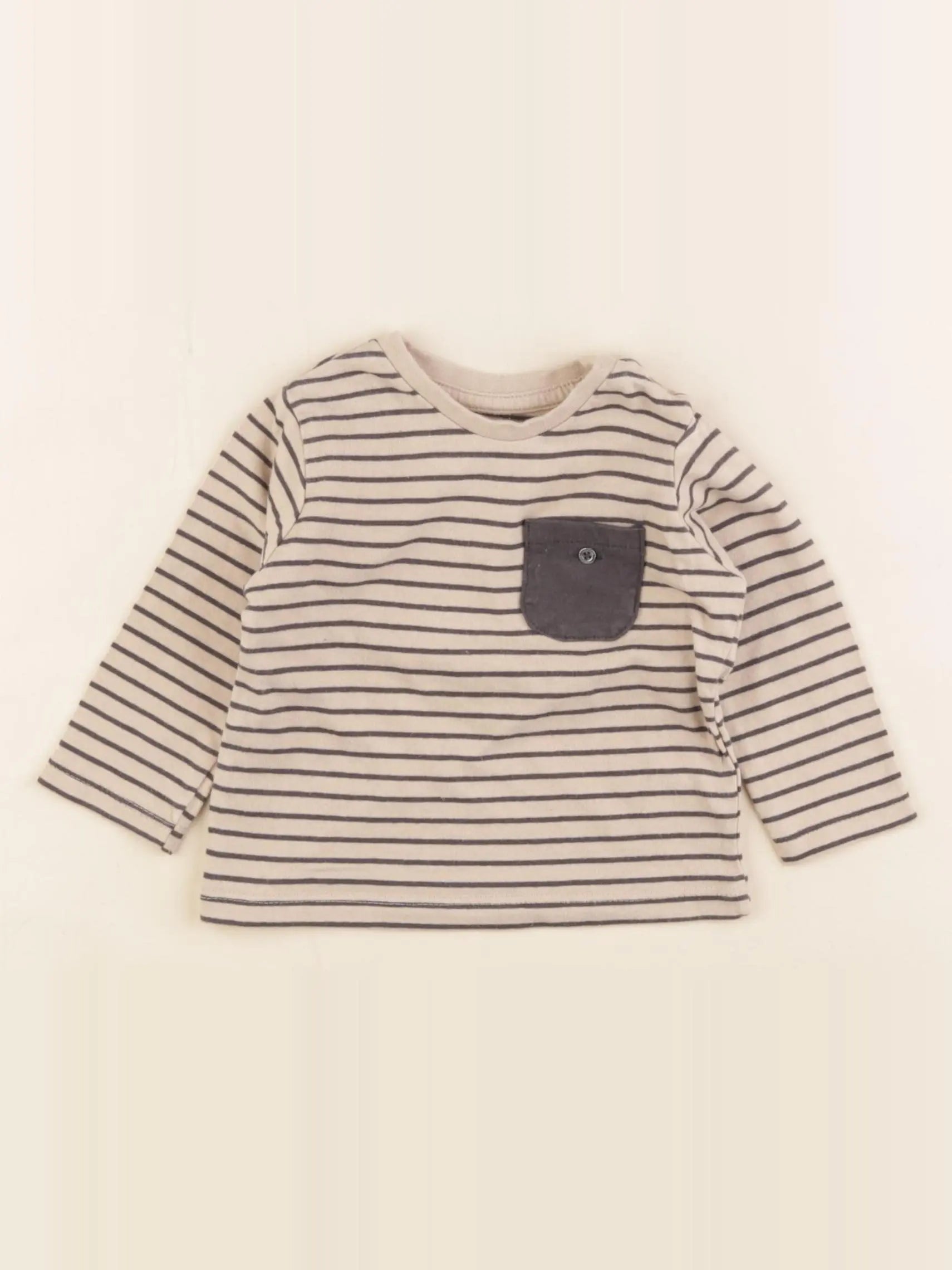 Vertbaudet - tee-shirt beige - 6 mois