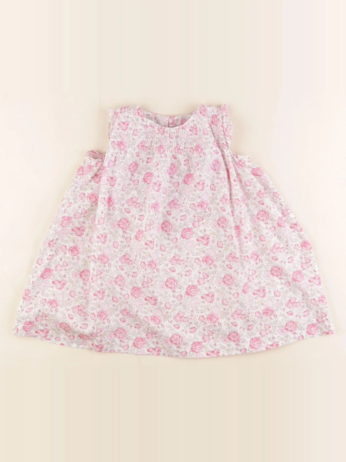 Jacadi - robe liberty blanc, rose - 12 mois