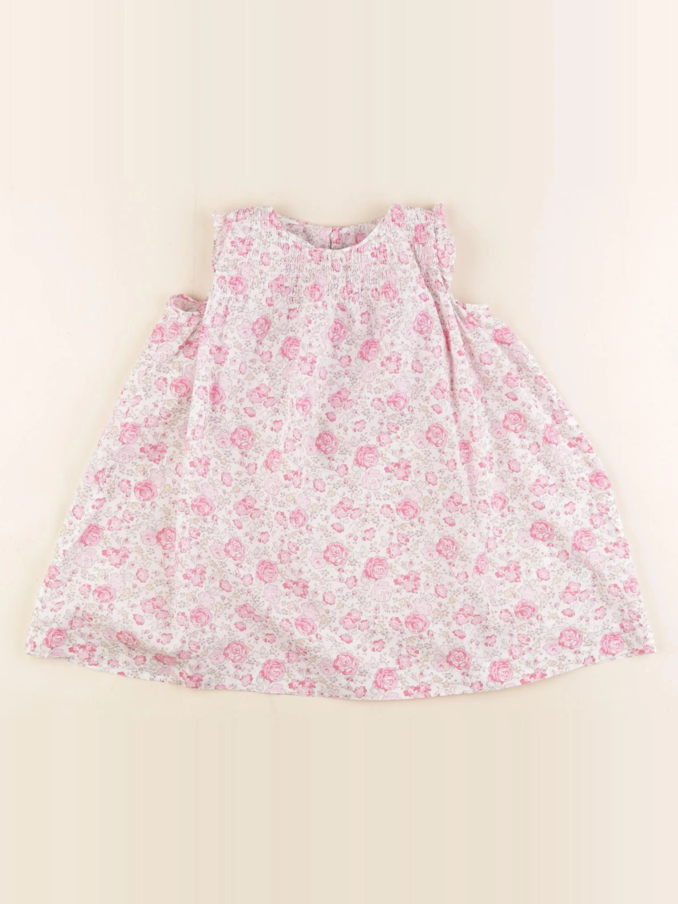 Jacadi - robe liberty blanc, rose - 12 mois