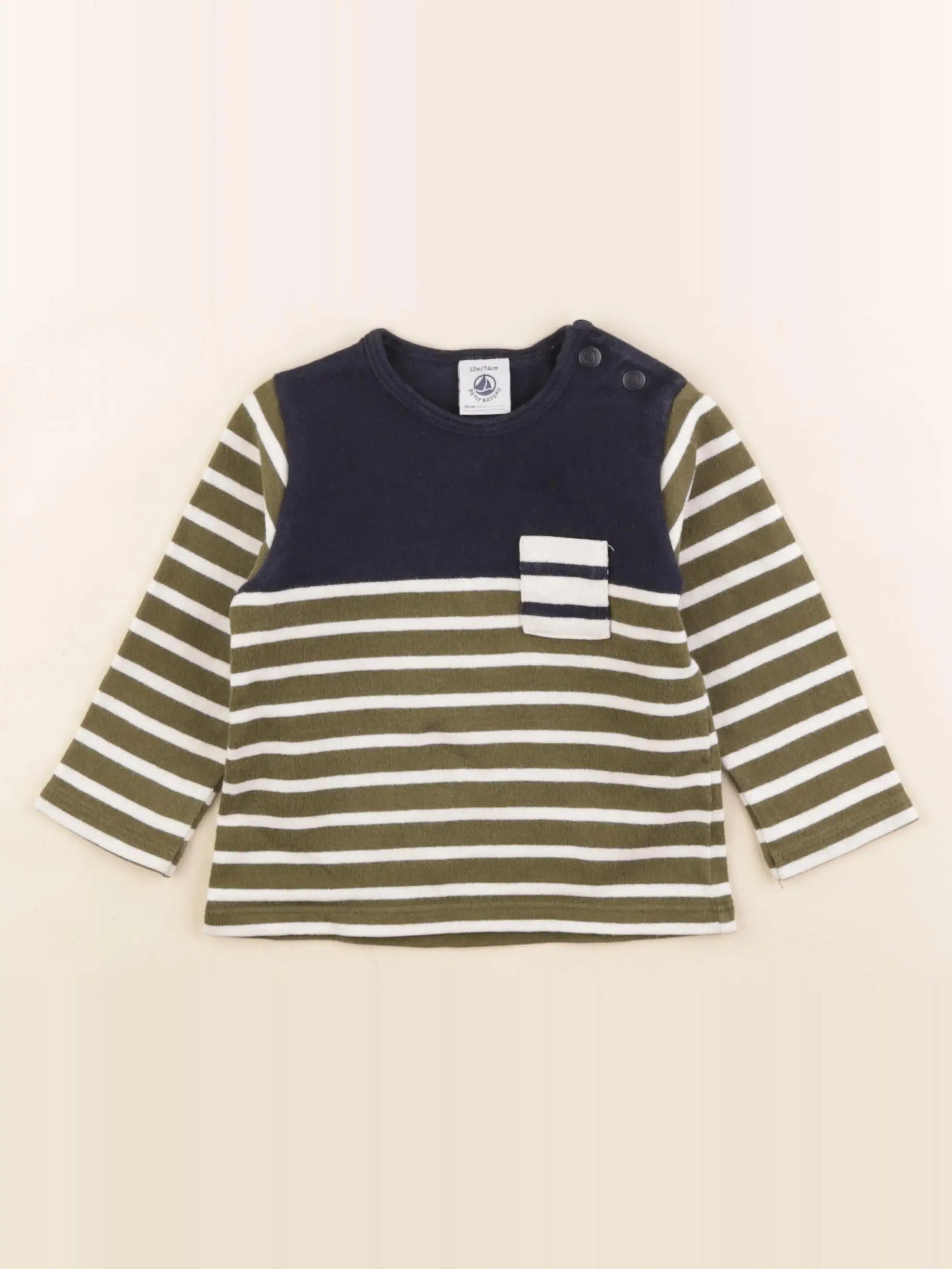 Petit Bateau - tee-shirt bleu, vert - 12 mois