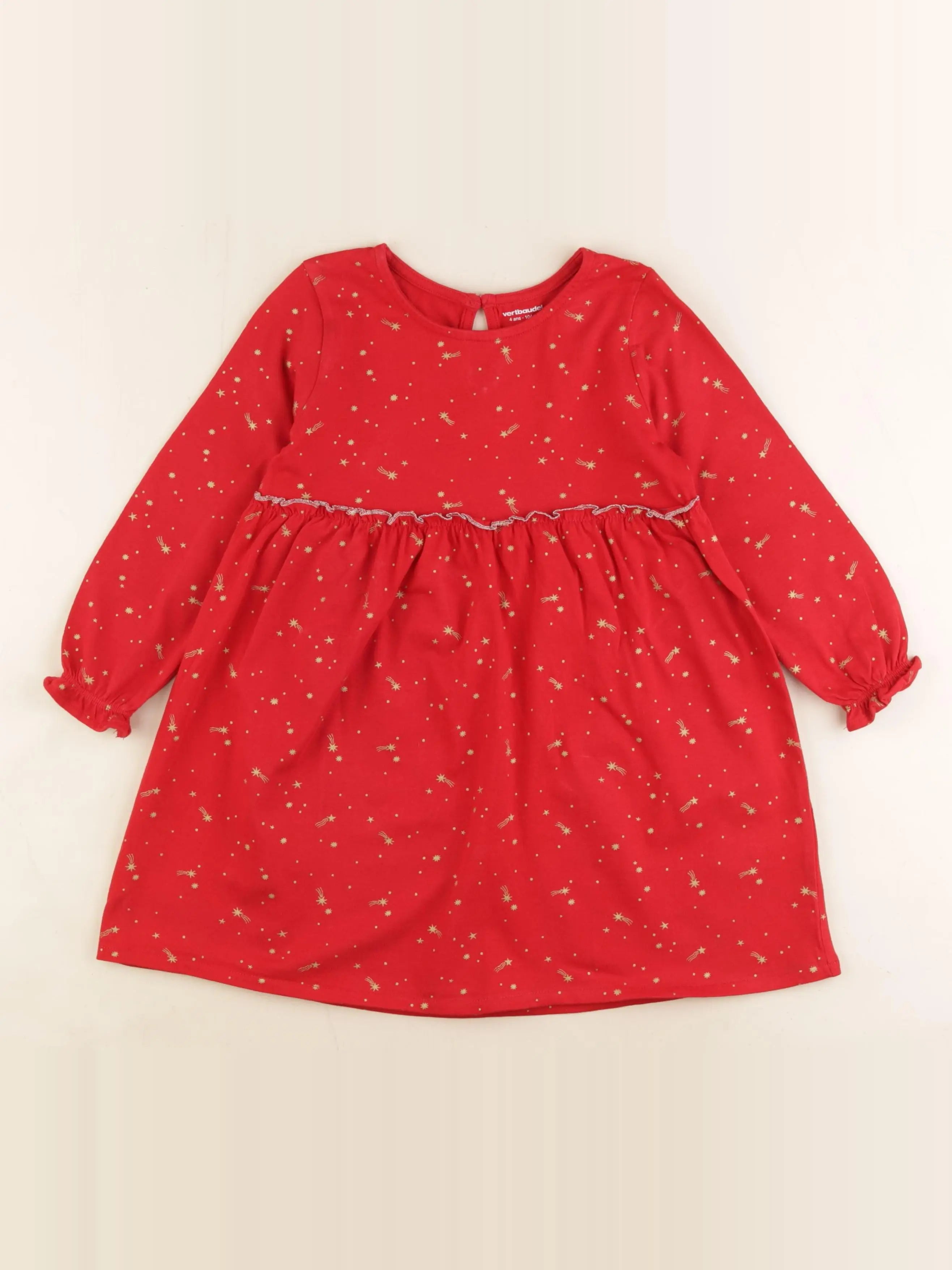 Vertbaudet - robe rouge, or - 4 ans