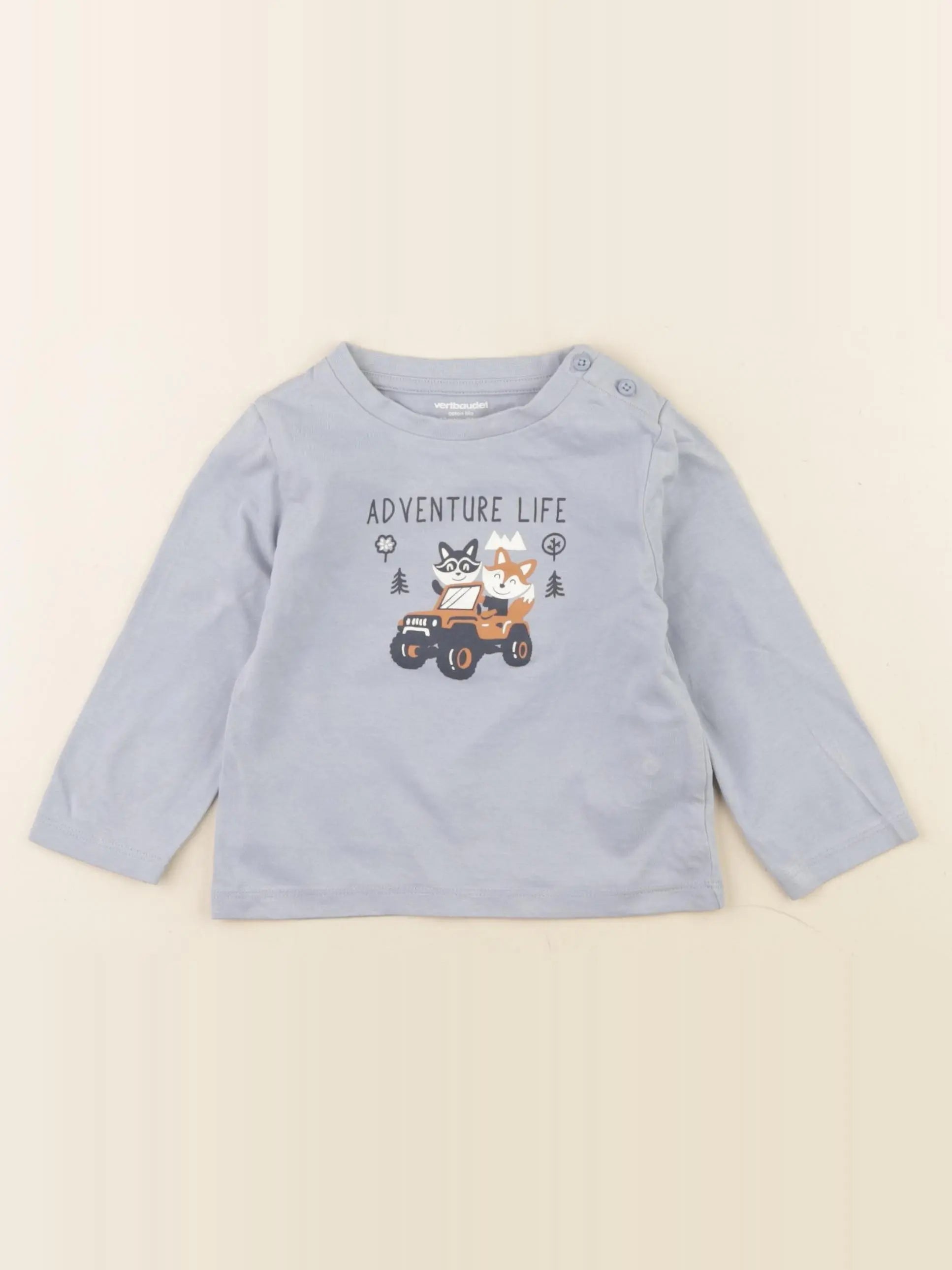 Vertbaudet - tee-shirt bleu - 12 mois