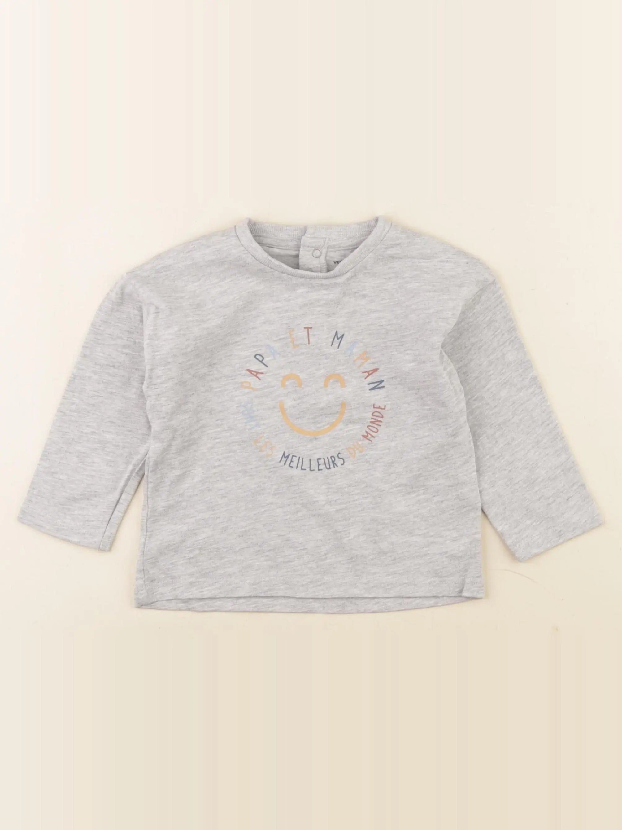 Vertbaudet - tee-shirt gris - 12 mois
