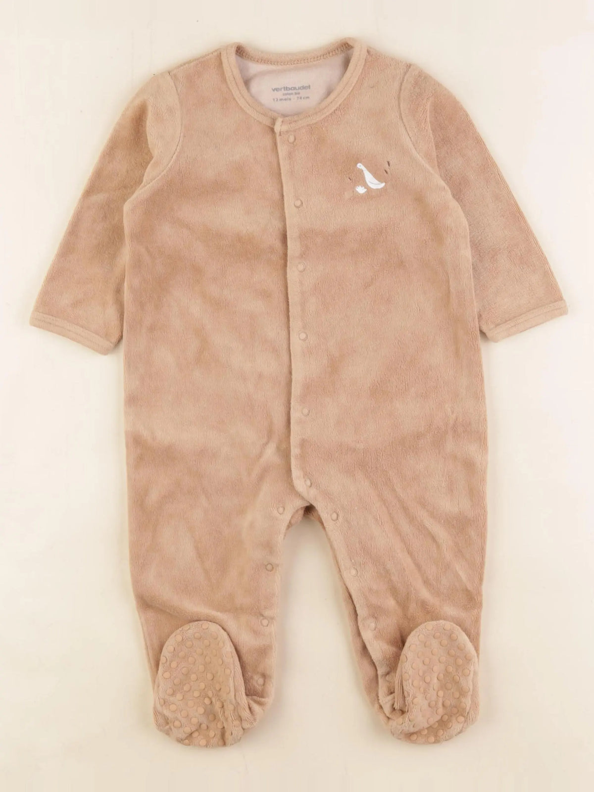 Vertbaudet - pyjama velours marron - 12 mois