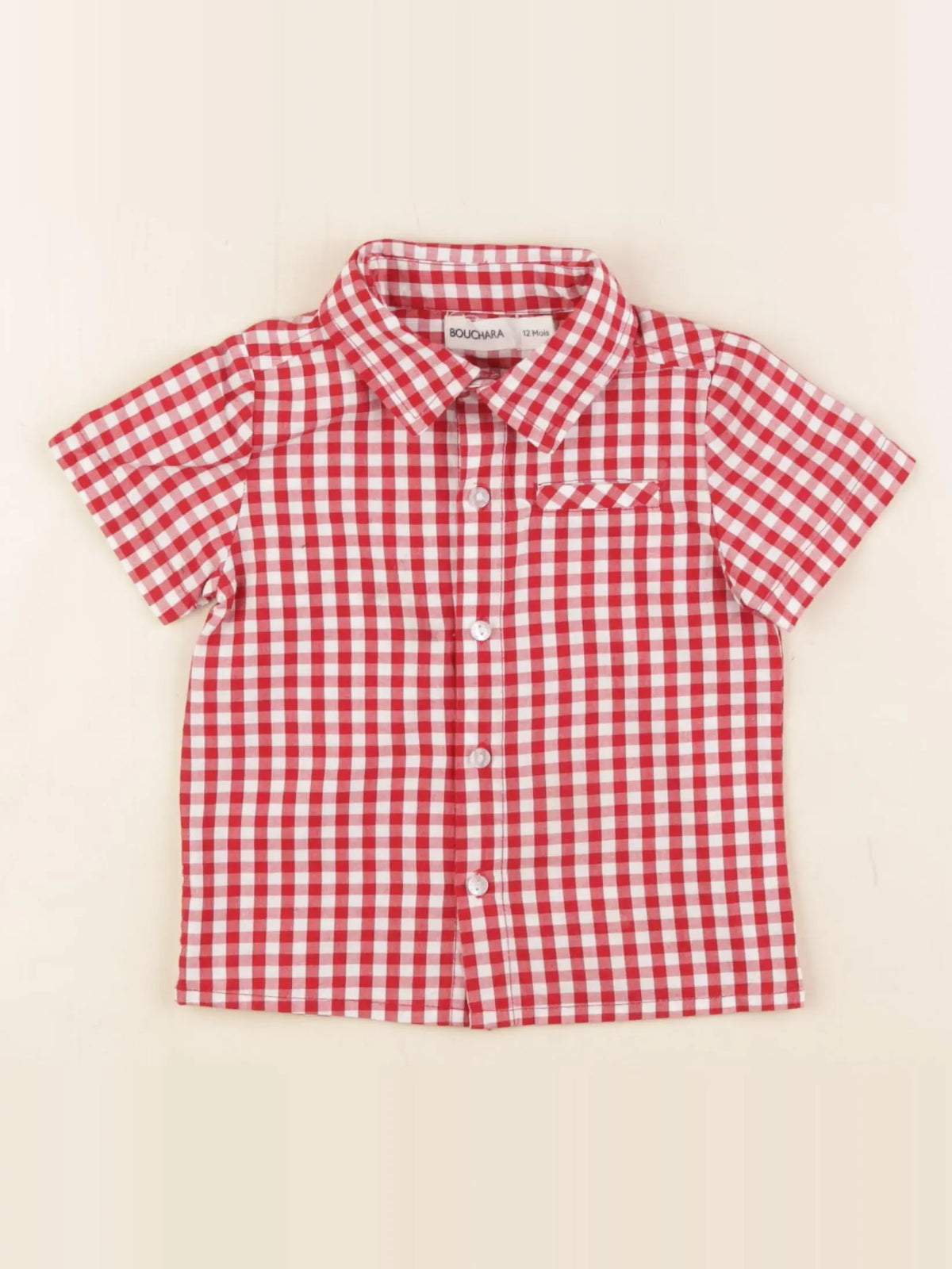 Bouchara - chemise rouge - 12 mois