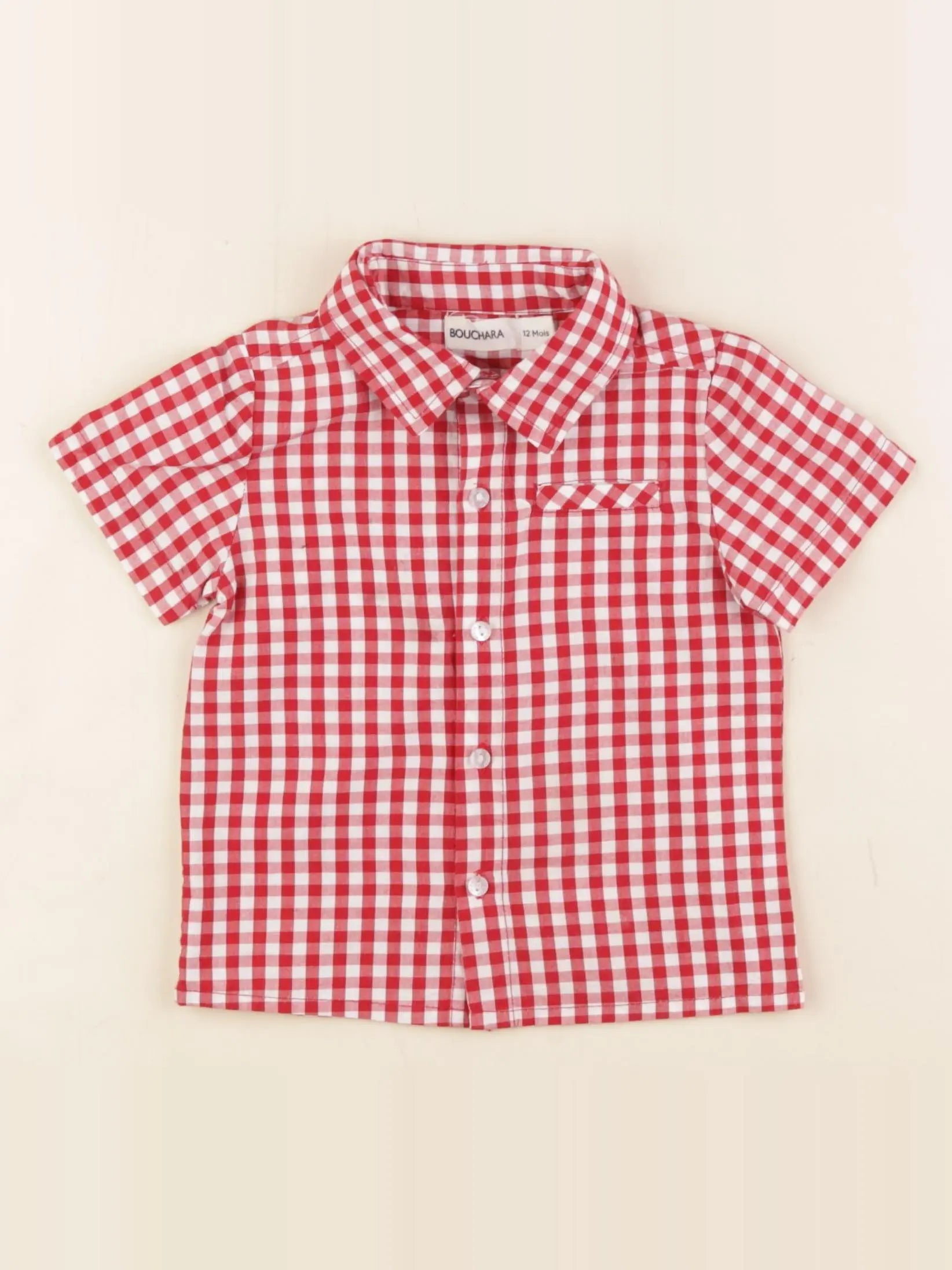 Bouchara - chemise rouge - 12 mois