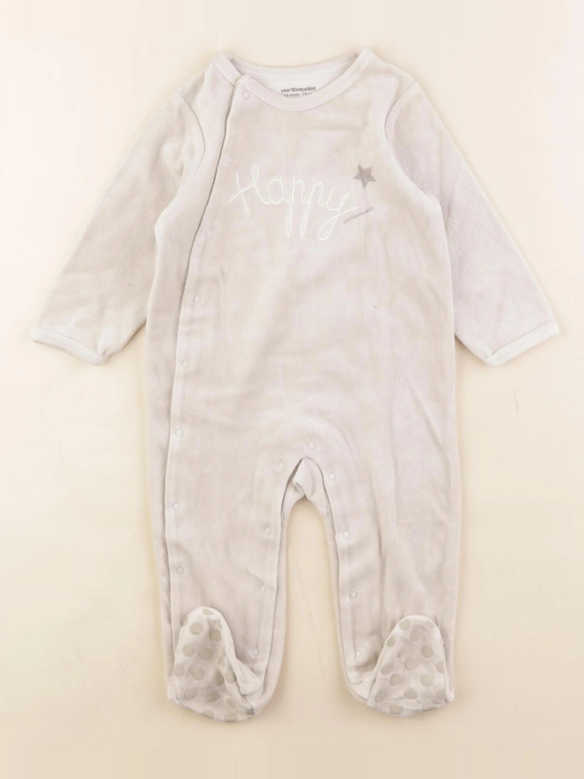 Vertbaudet - pyjama velours beige - 12 mois