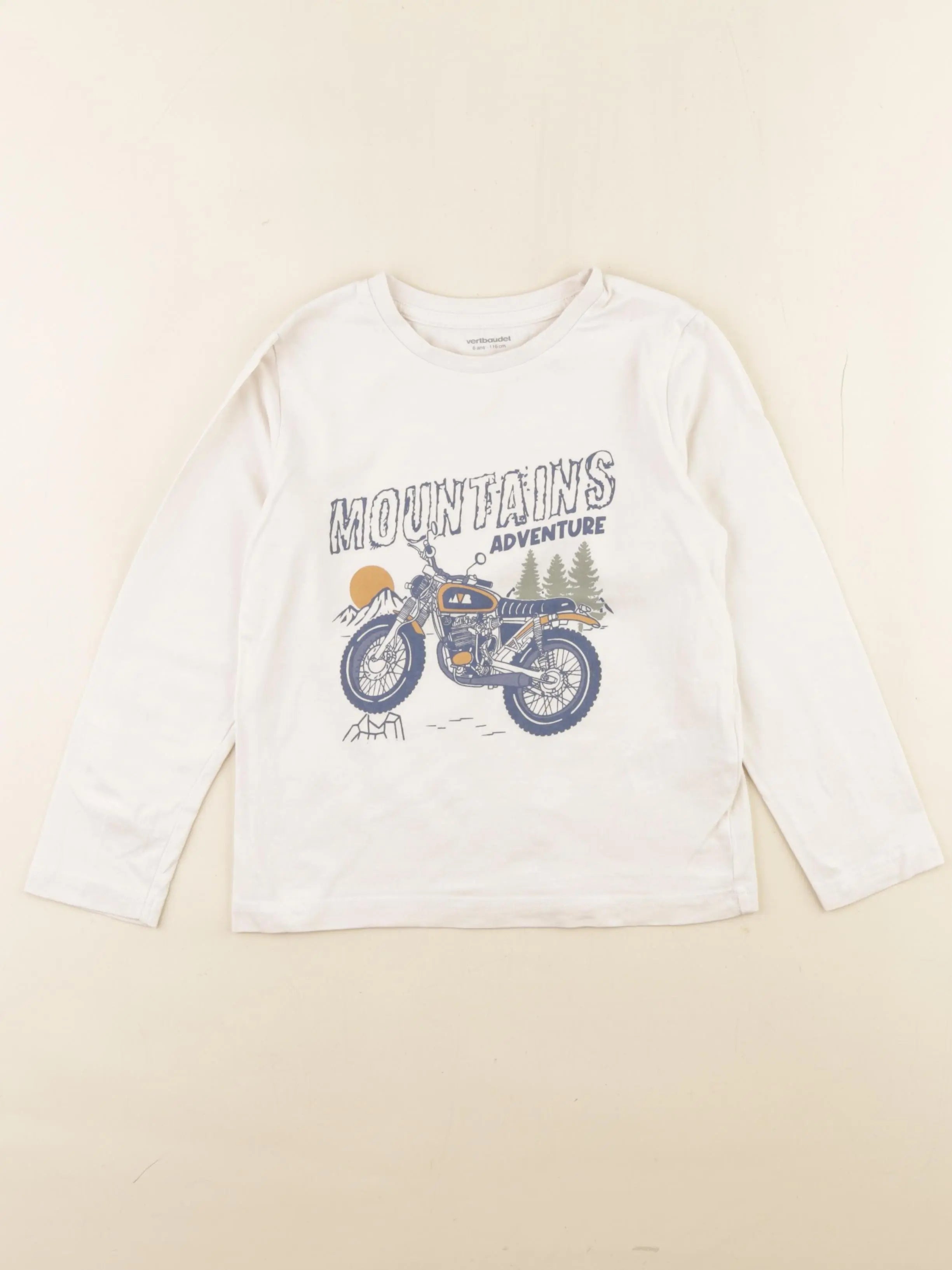 Vertbaudet - tee-shirt beige - 6 ans