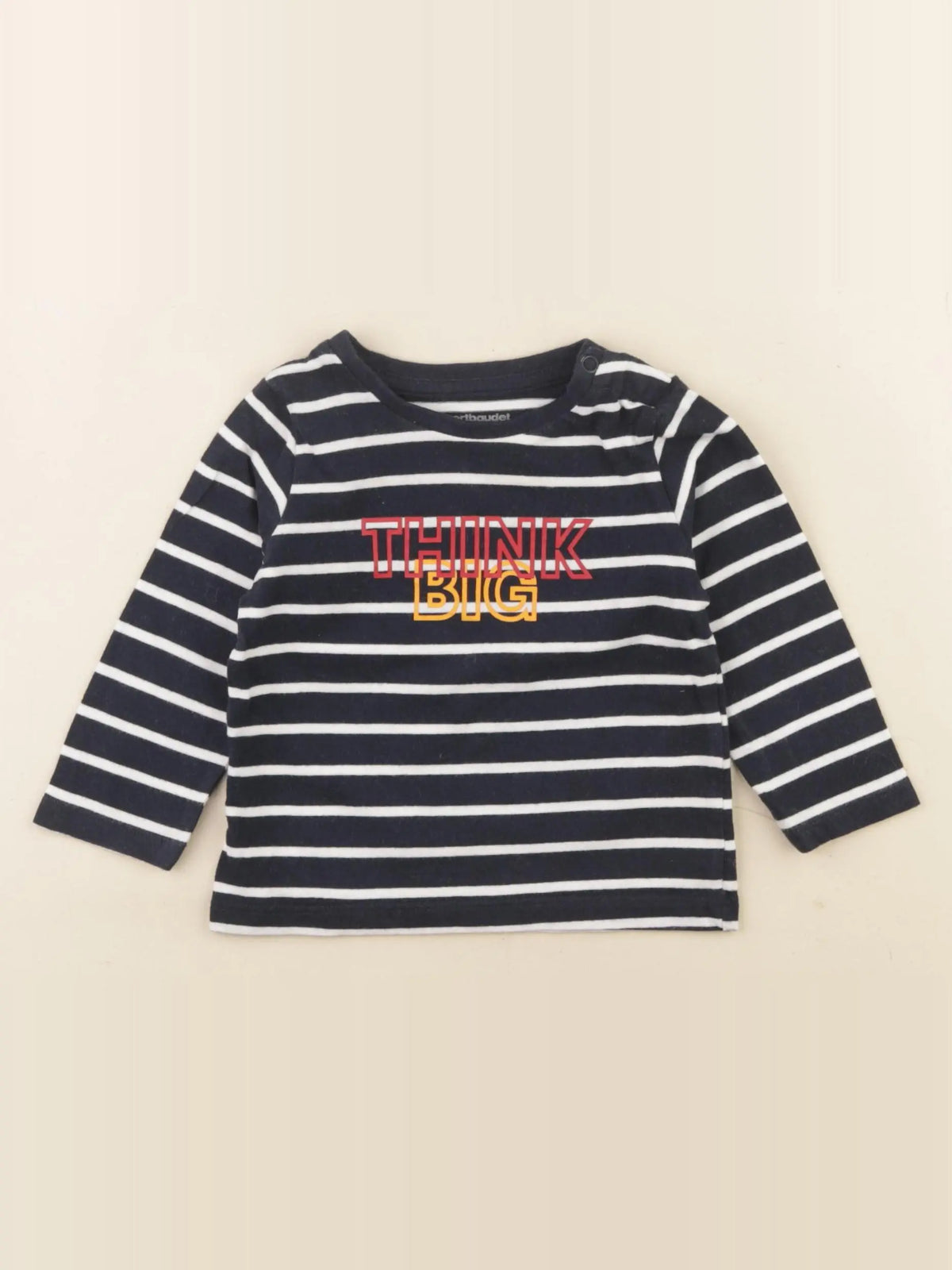 Vertbaudet - tee-shirt blanc, bleu - 9 mois