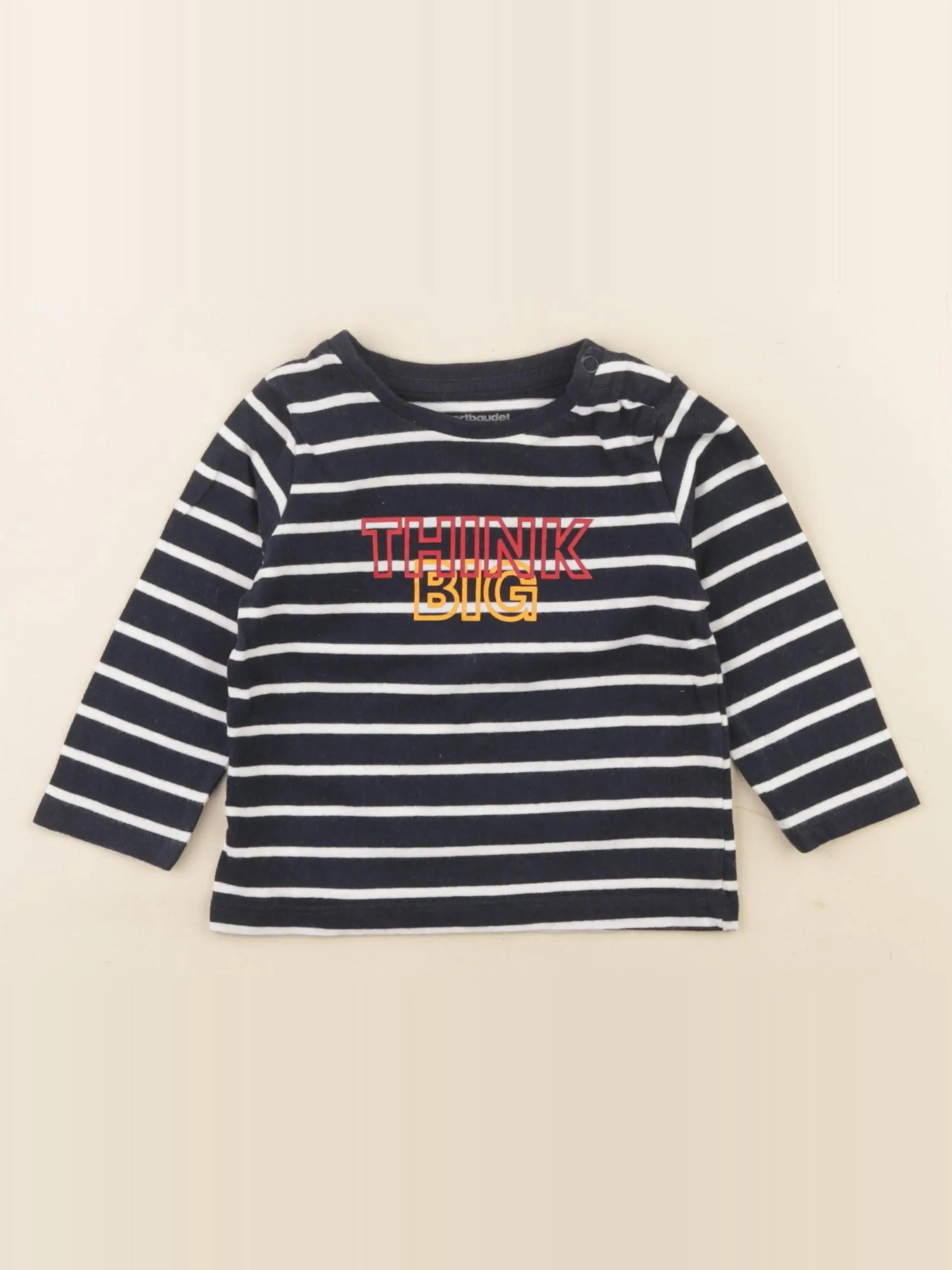 Vertbaudet - tee-shirt blanc, bleu - 9 mois