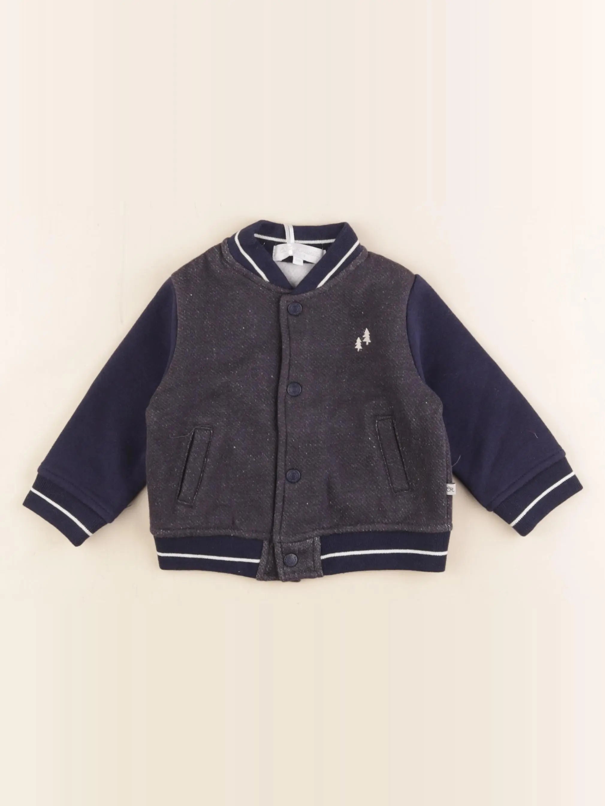 Cadet Rousselle - veste doublé bleu, gris - 6 mois