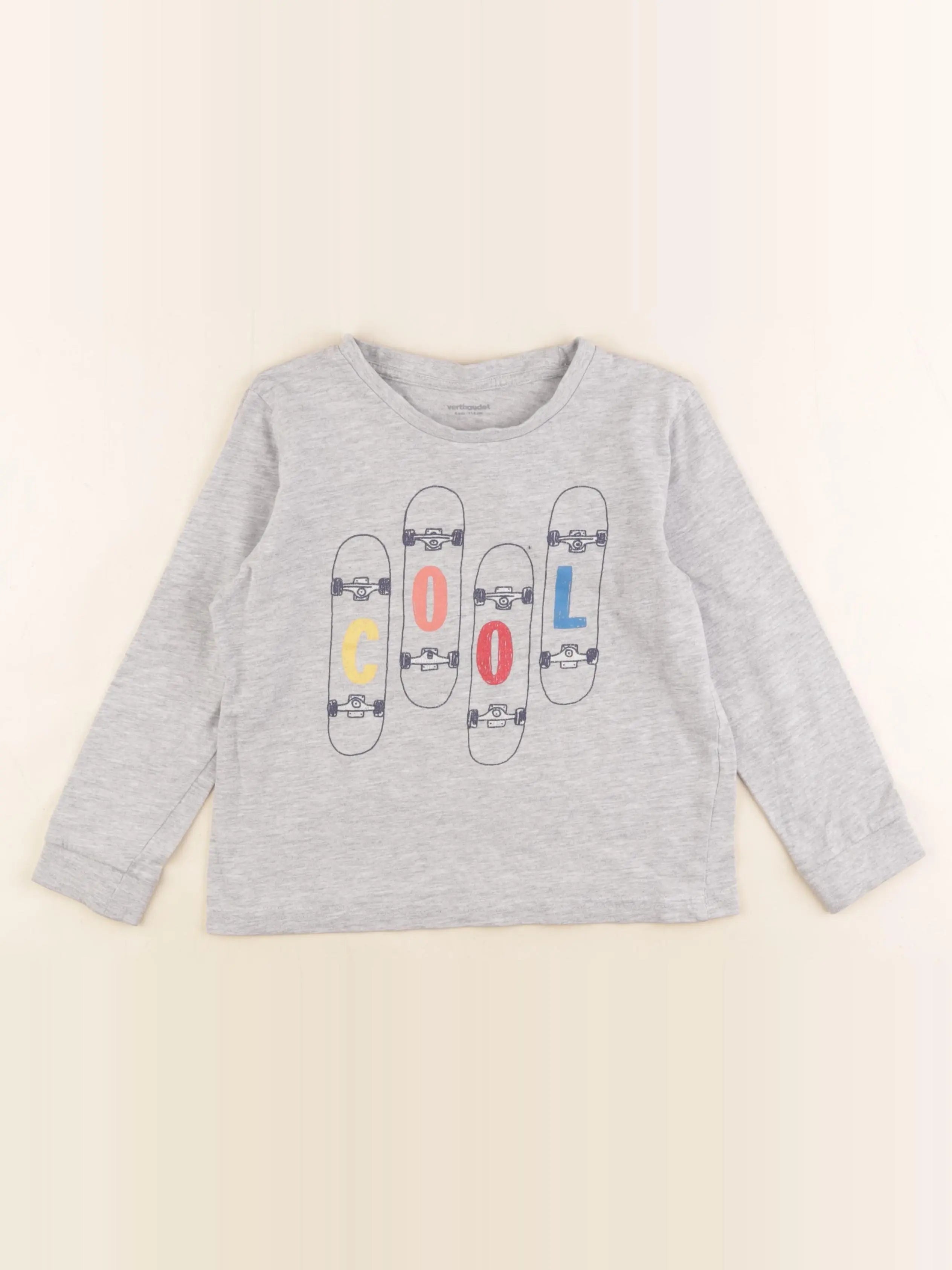 Vertbaudet - tee-shirt gris - 6 ans