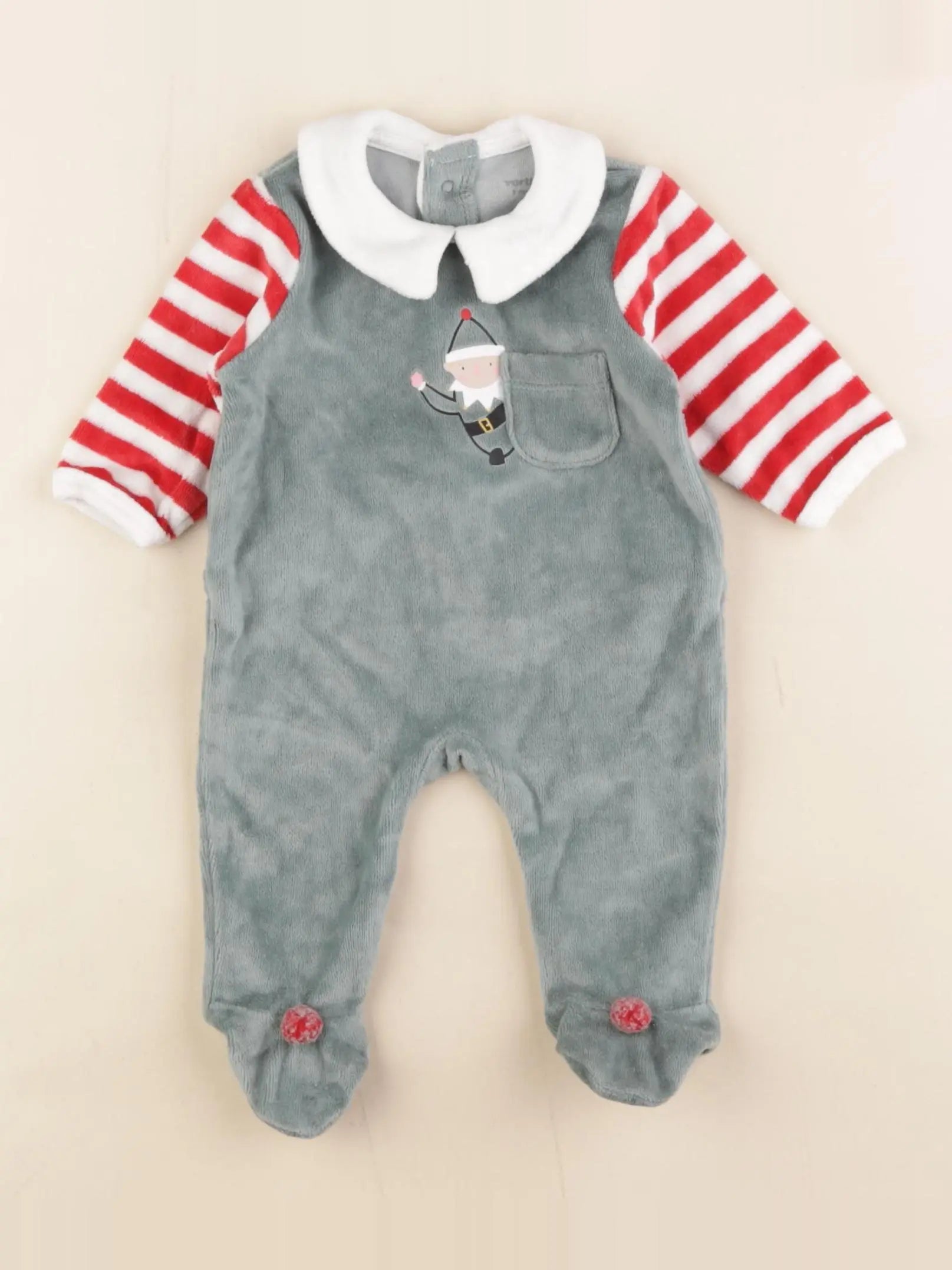 Vertbaudet - pyjama velours multicolore - 1 mois