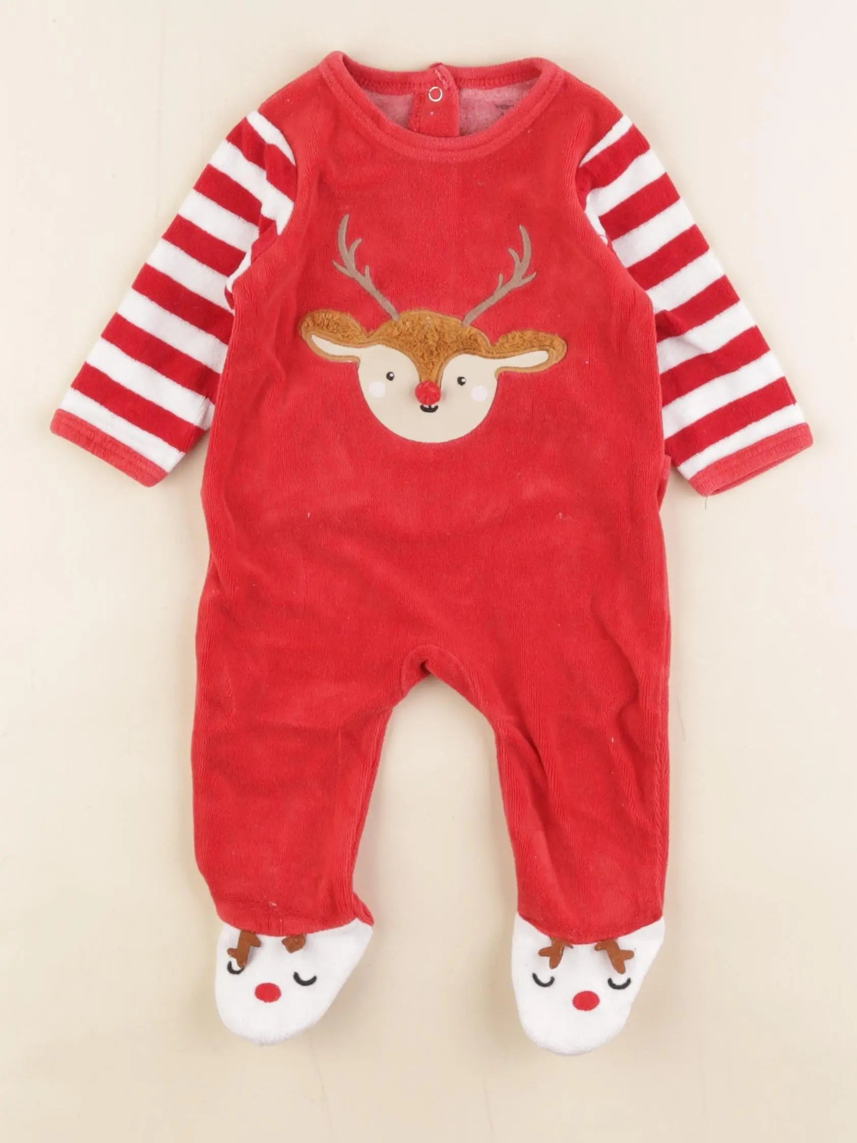 Vertbaudet - pyjama velours rouge - 3 mois