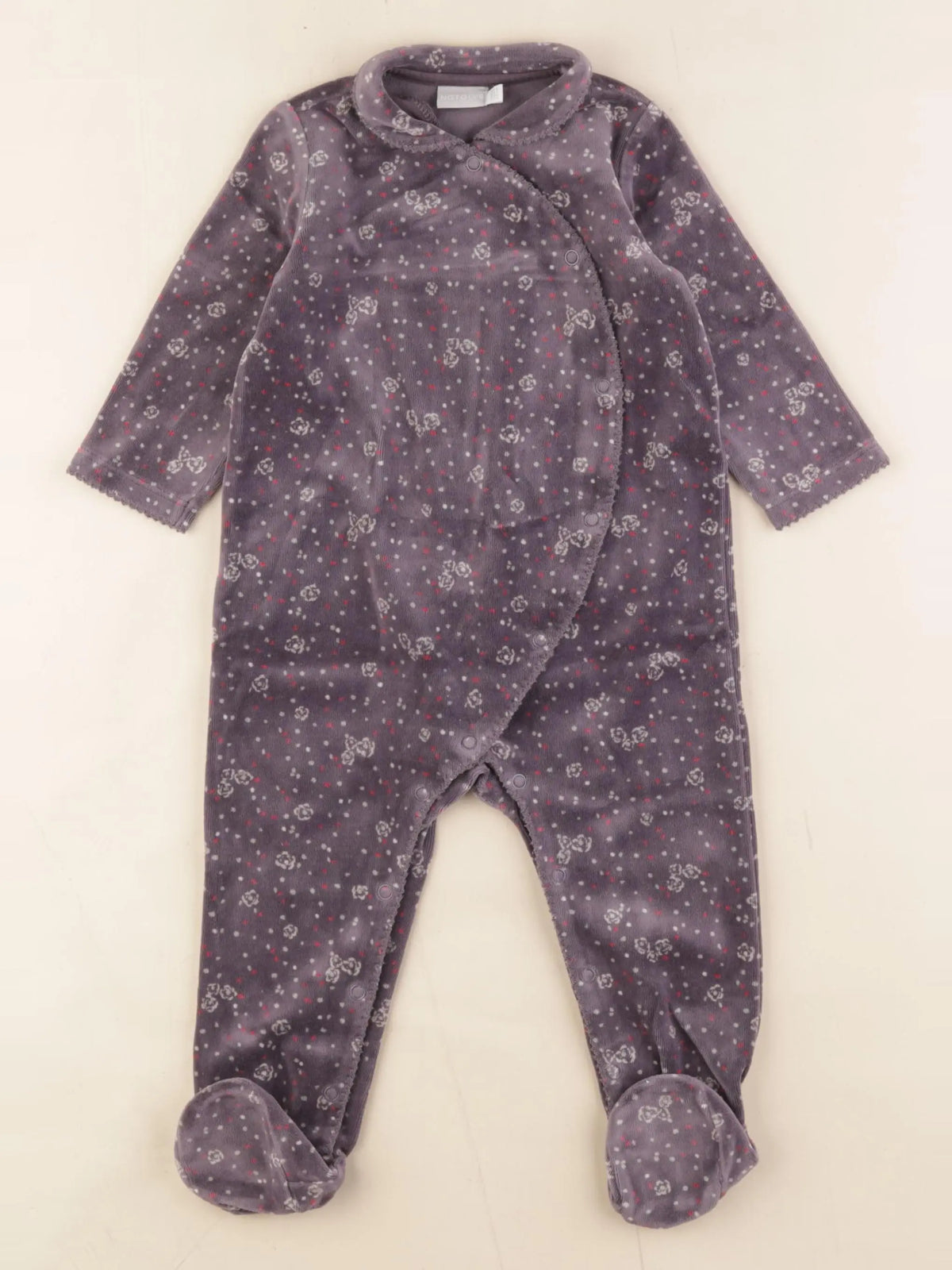 Natalys - pyjama velours violet - 12 mois