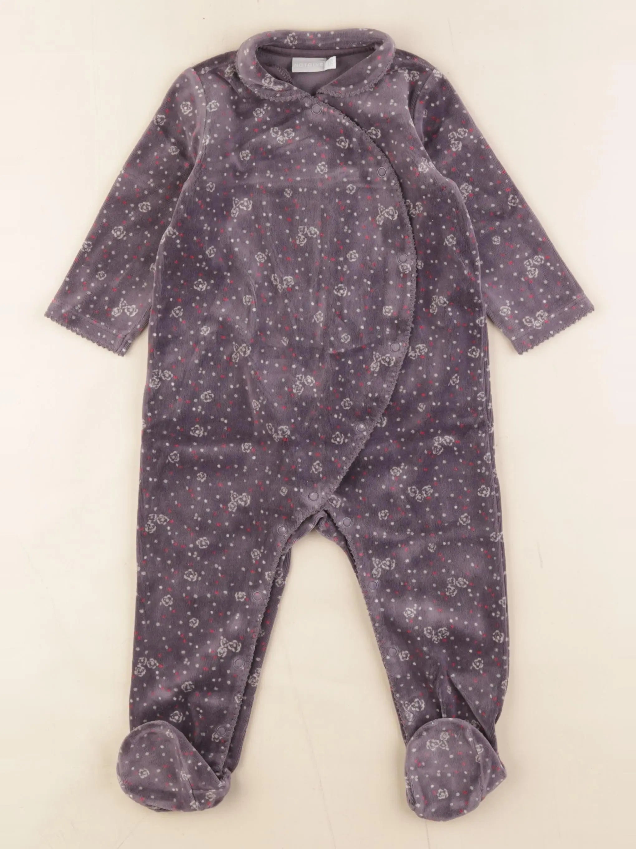 Natalys - pyjama velours violet - 12 mois