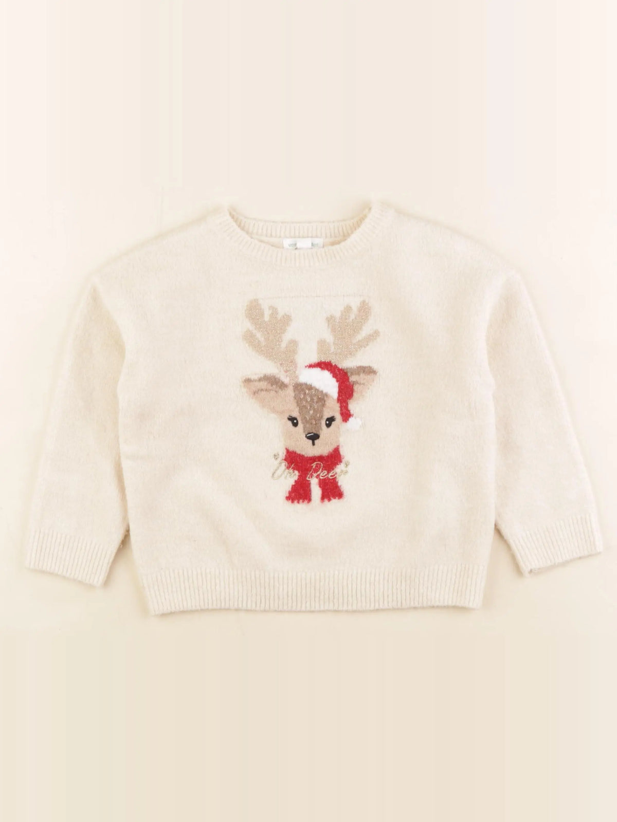 Vertbaudet - pull beige, or - 3 ans