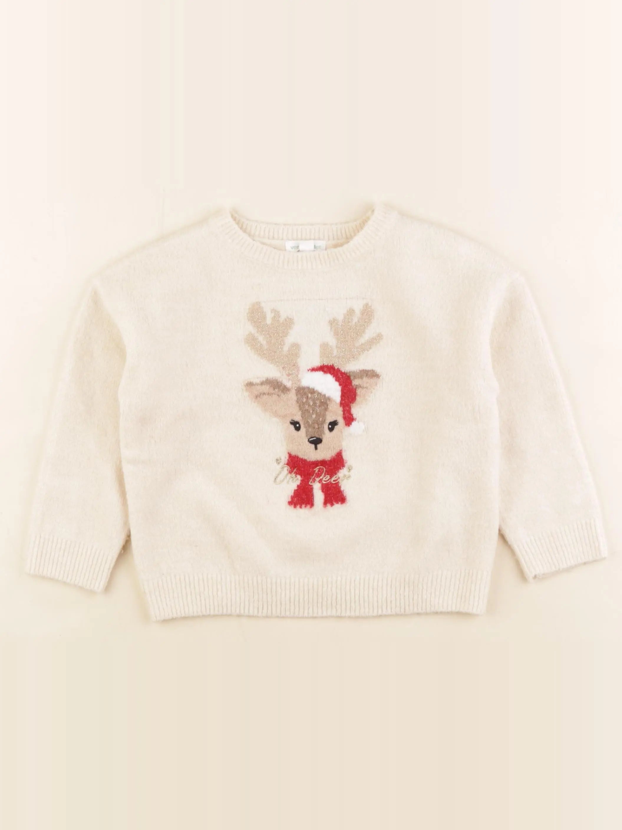 Vertbaudet - pull beige, or - 3 ans