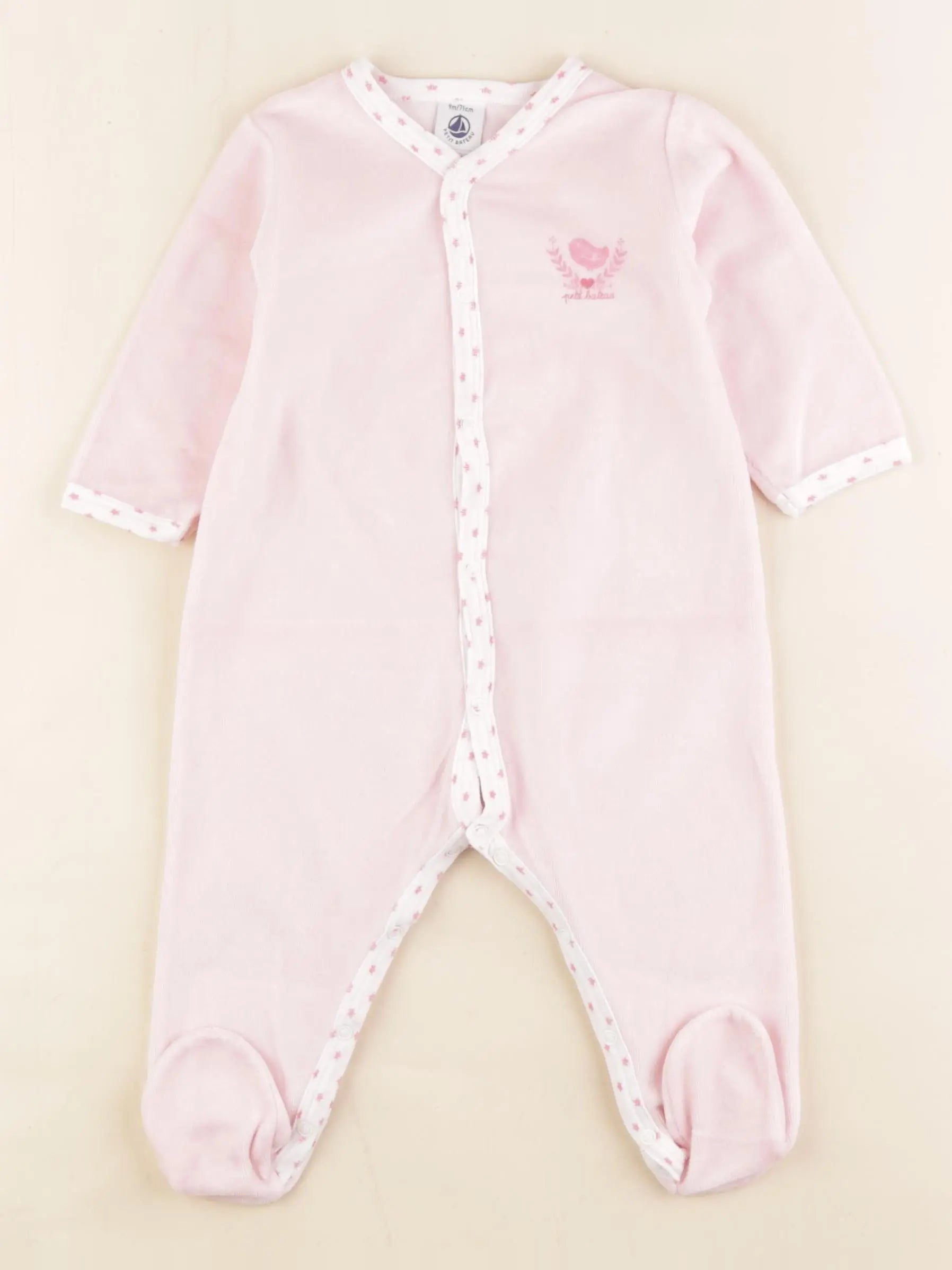 Petit Bateau - pyjama velours rose - 9 mois