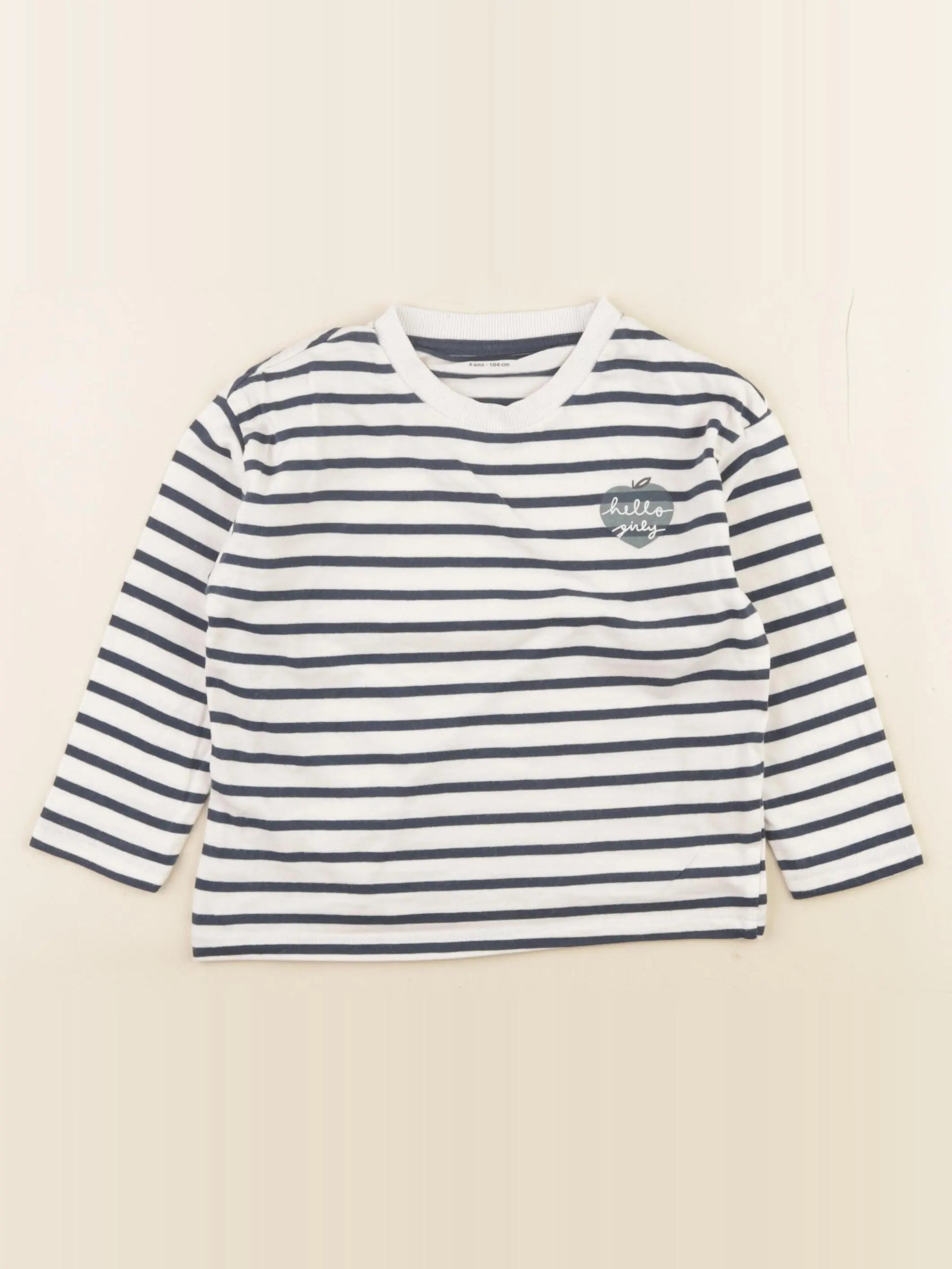 Vertbaudet - tee-shirt blanc, bleu - 4 ans