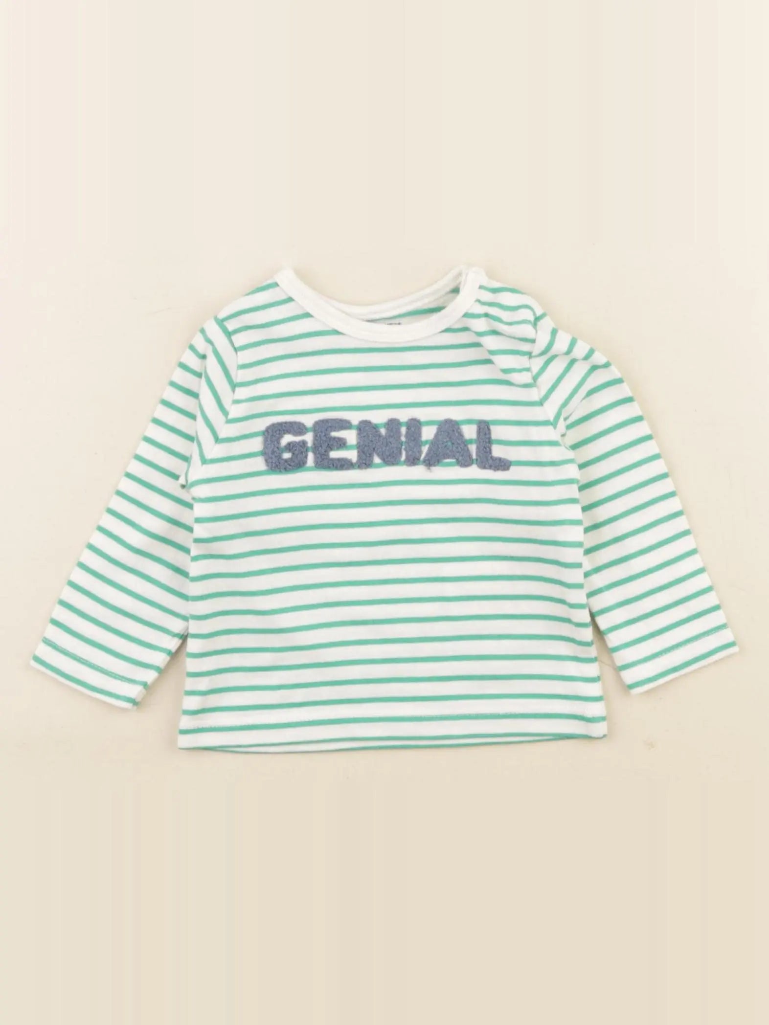 Vertbaudet - tee-shirt vert, blanc - 3 mois