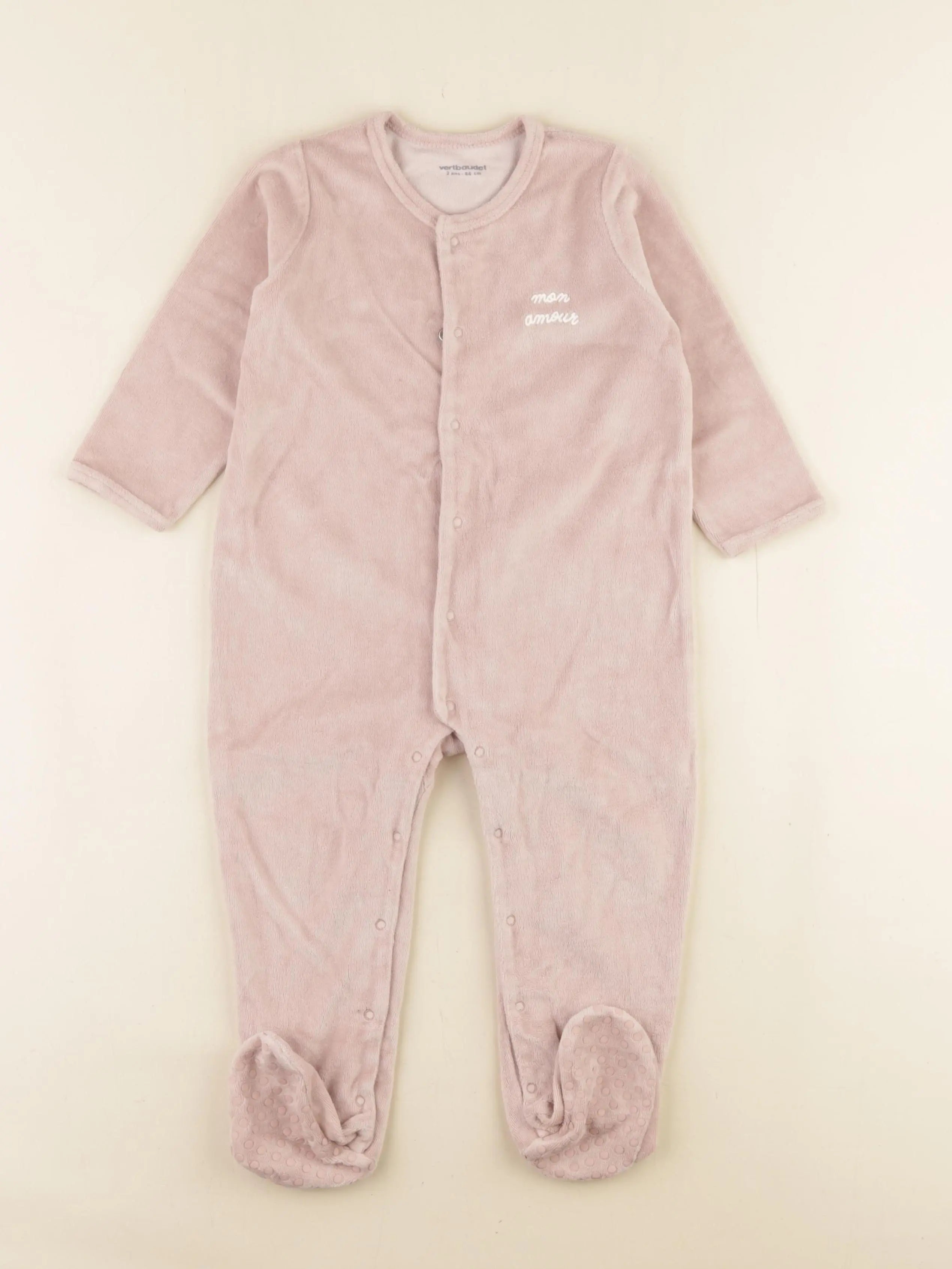 Vertbaudet - pyjama velours rose - 2 ans