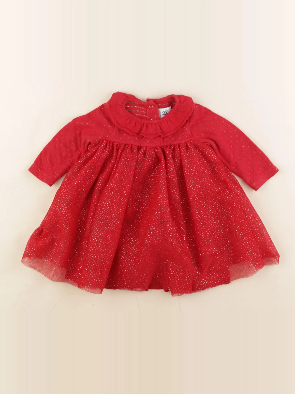 Petit Bateau - robe rouge, or - 6 mois