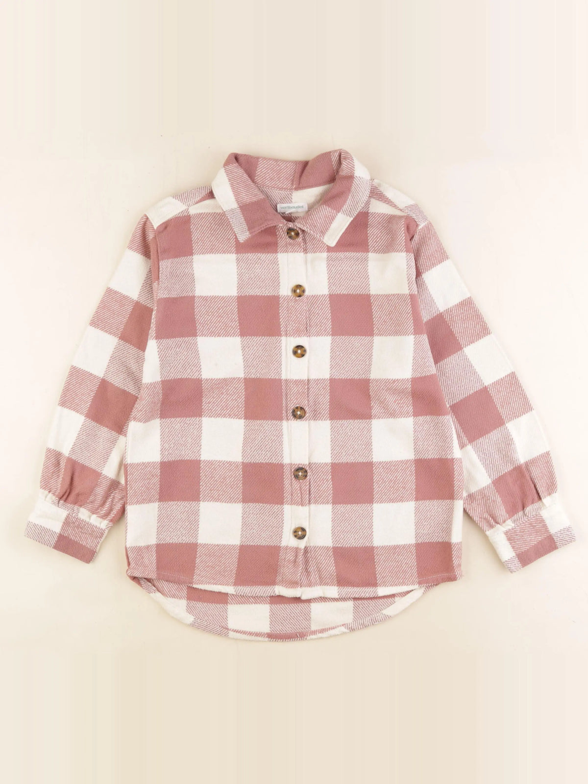 Vertbaudet - chemise beige, rose - 9 ans
