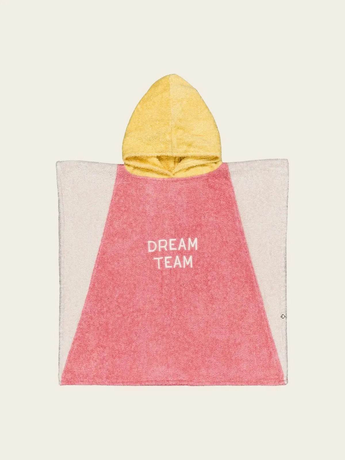 Poncho éponge jaune, rose