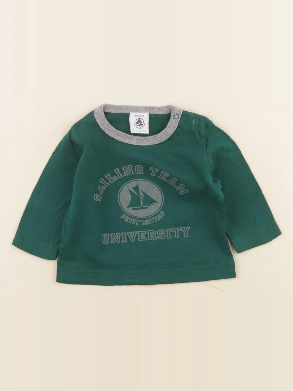 Petit Bateau - tee-shirt vert, gris - 3 mois