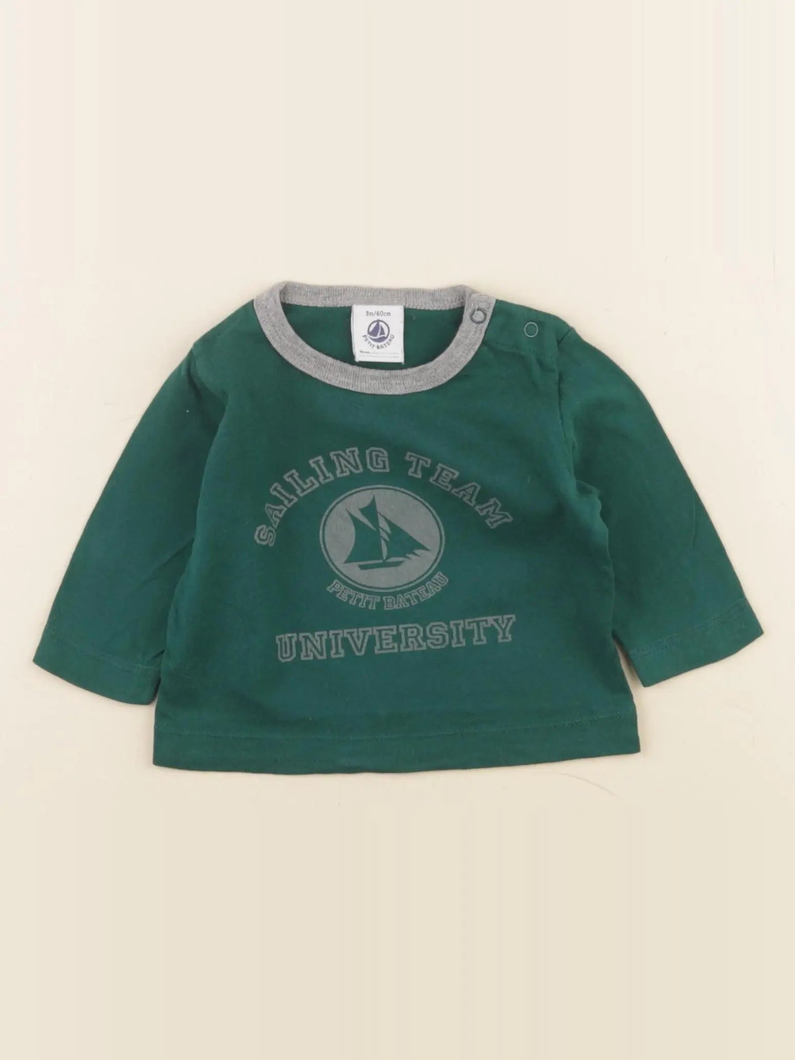 Petit Bateau - tee-shirt vert, gris - 3 mois