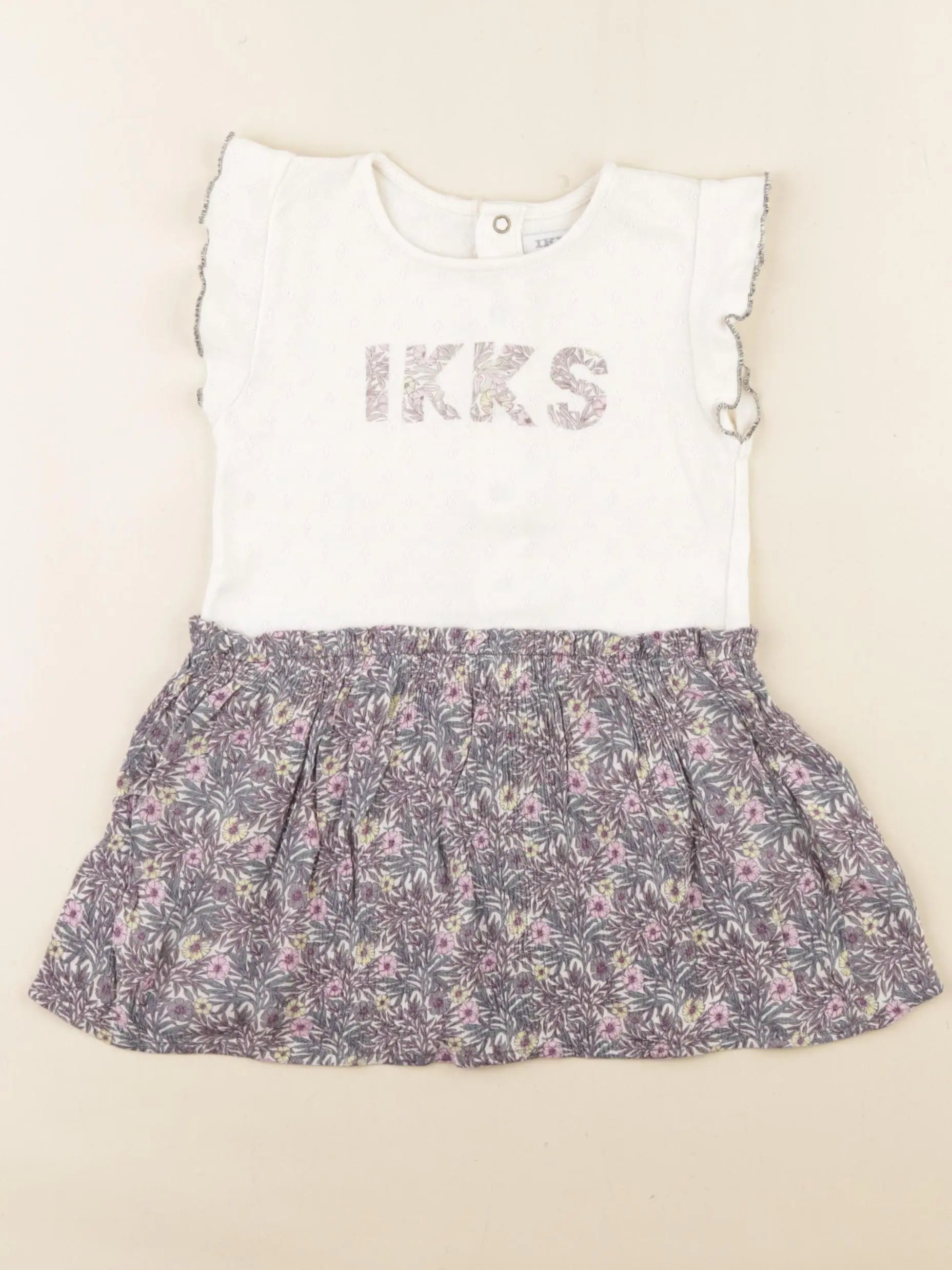IKKS - robe beige, violet - 18 mois