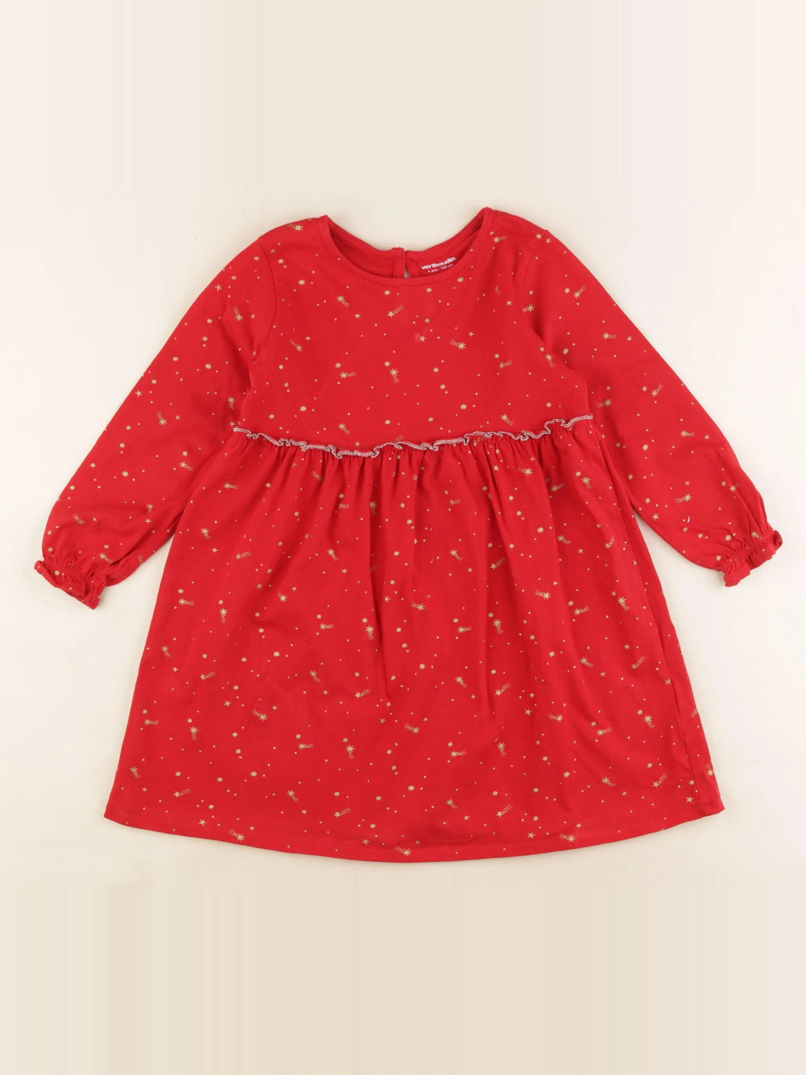 Vertbaudet - robe rouge, or - 4 ans