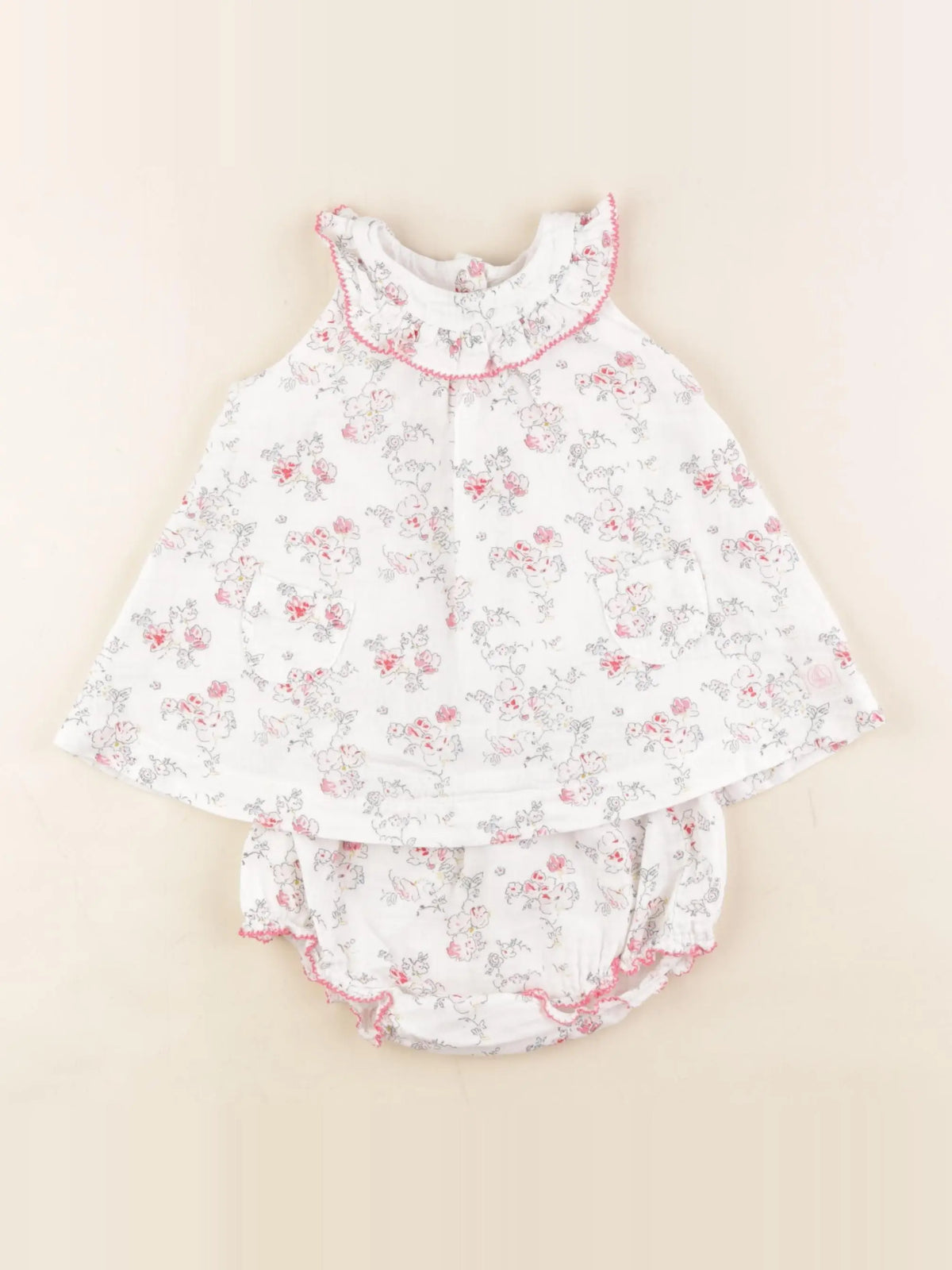 Petit Bateau - robe blanc - 6 mois