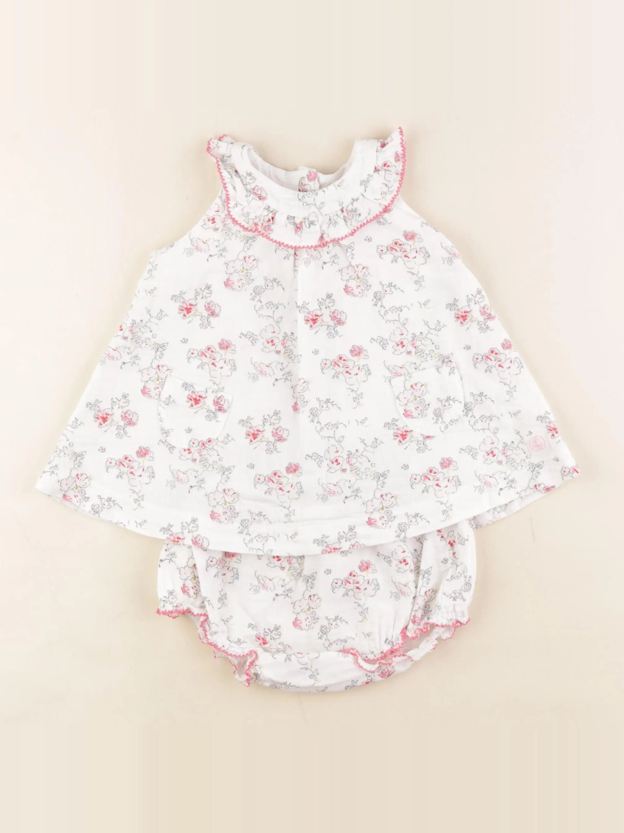 Petit Bateau - robe blanc - 6 mois