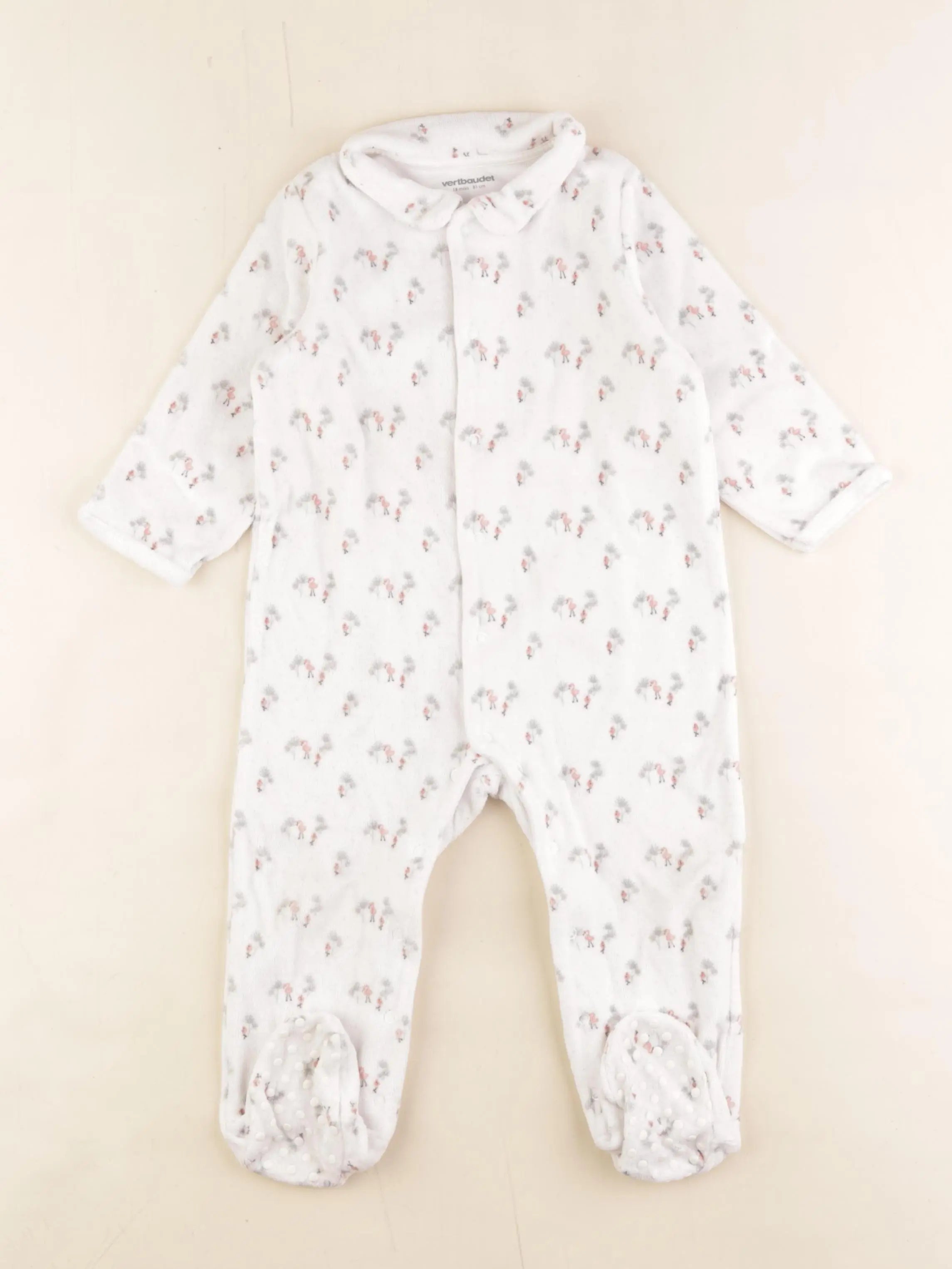 Vertbaudet - pyjama velours blanc - 18 mois