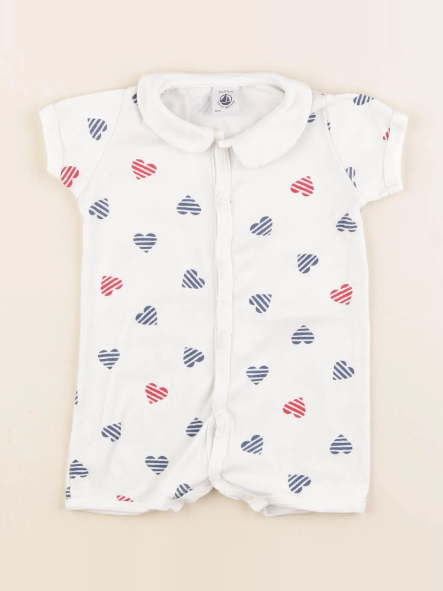 Petit Bateau - pyjama coton blanc - 6 mois