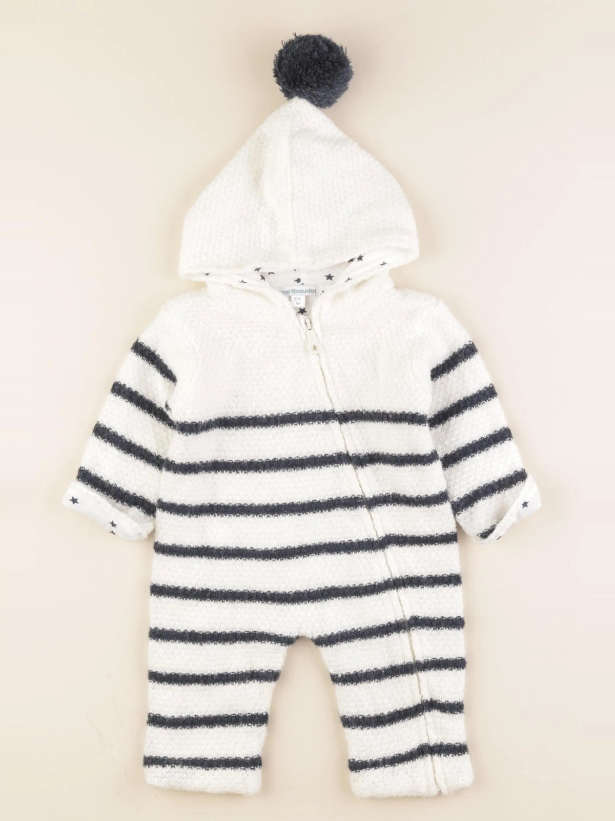 Vertbaudet - combi-pilote blanc, bleu - 6 mois