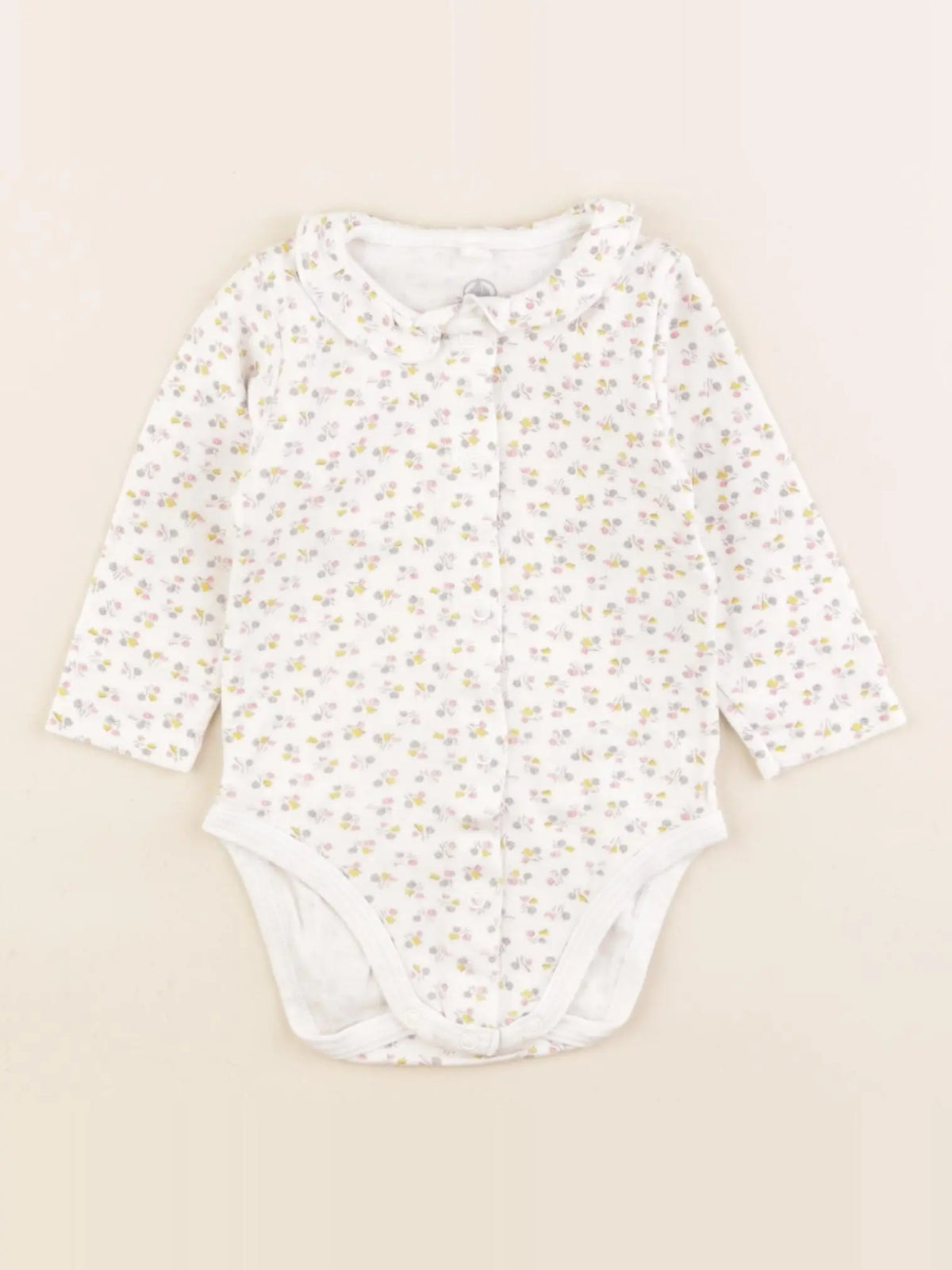 Petit Bateau - body à col beige, rose - 12 mois