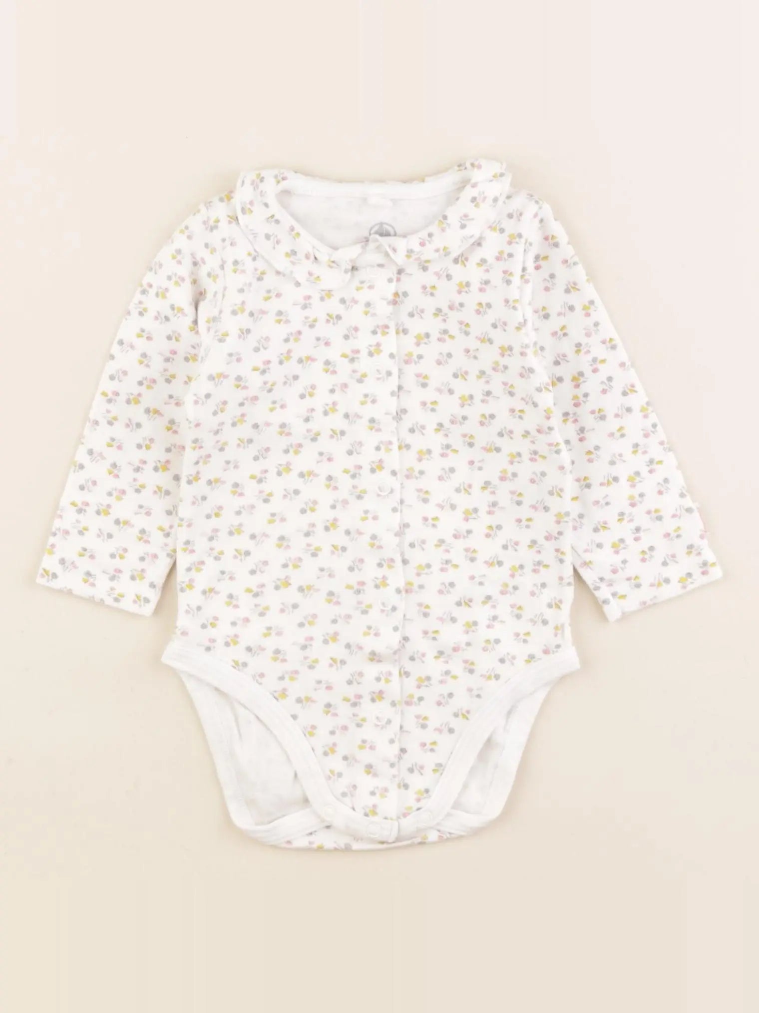 Petit Bateau - body à col beige, rose - 12 mois