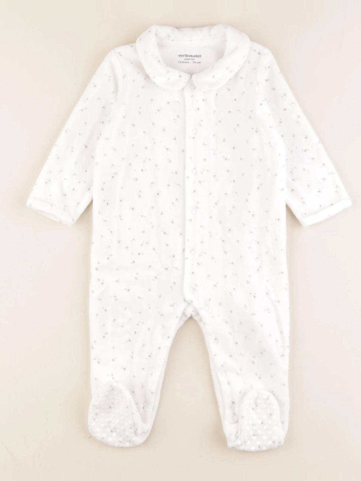 Vertbaudet - pyjama velours blanc - 12 mois