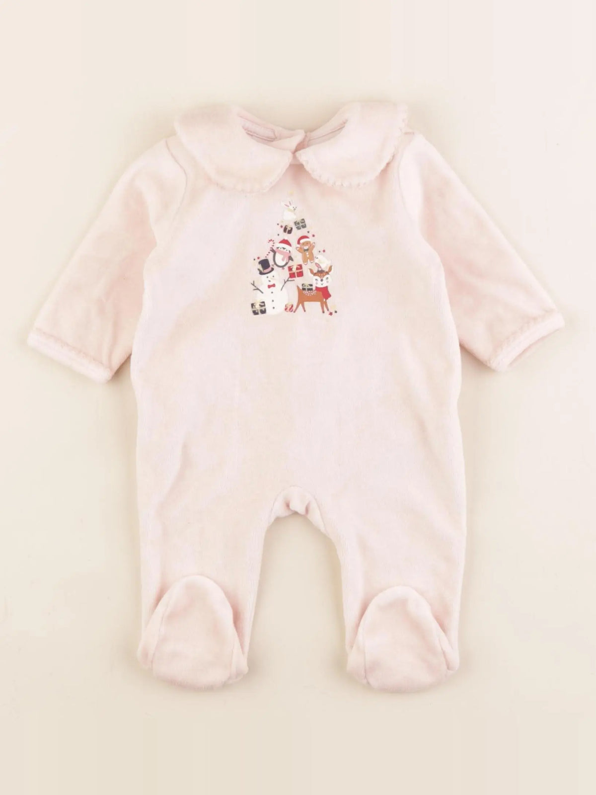 Vertbaudet - pyjama velours rose - 1 mois