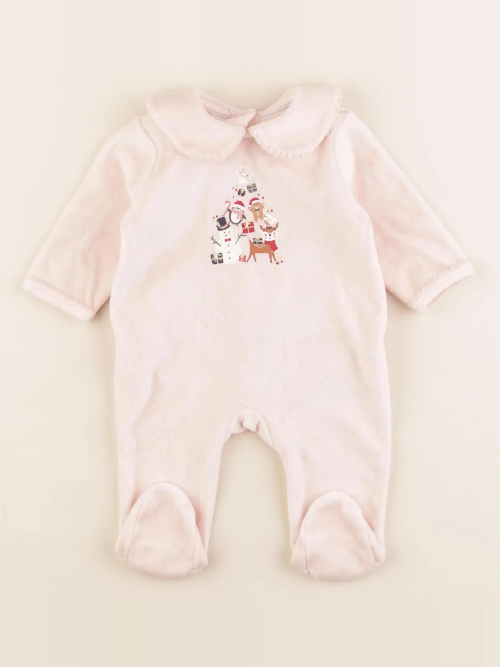 Vertbaudet - pyjama velours rose - 1 mois
