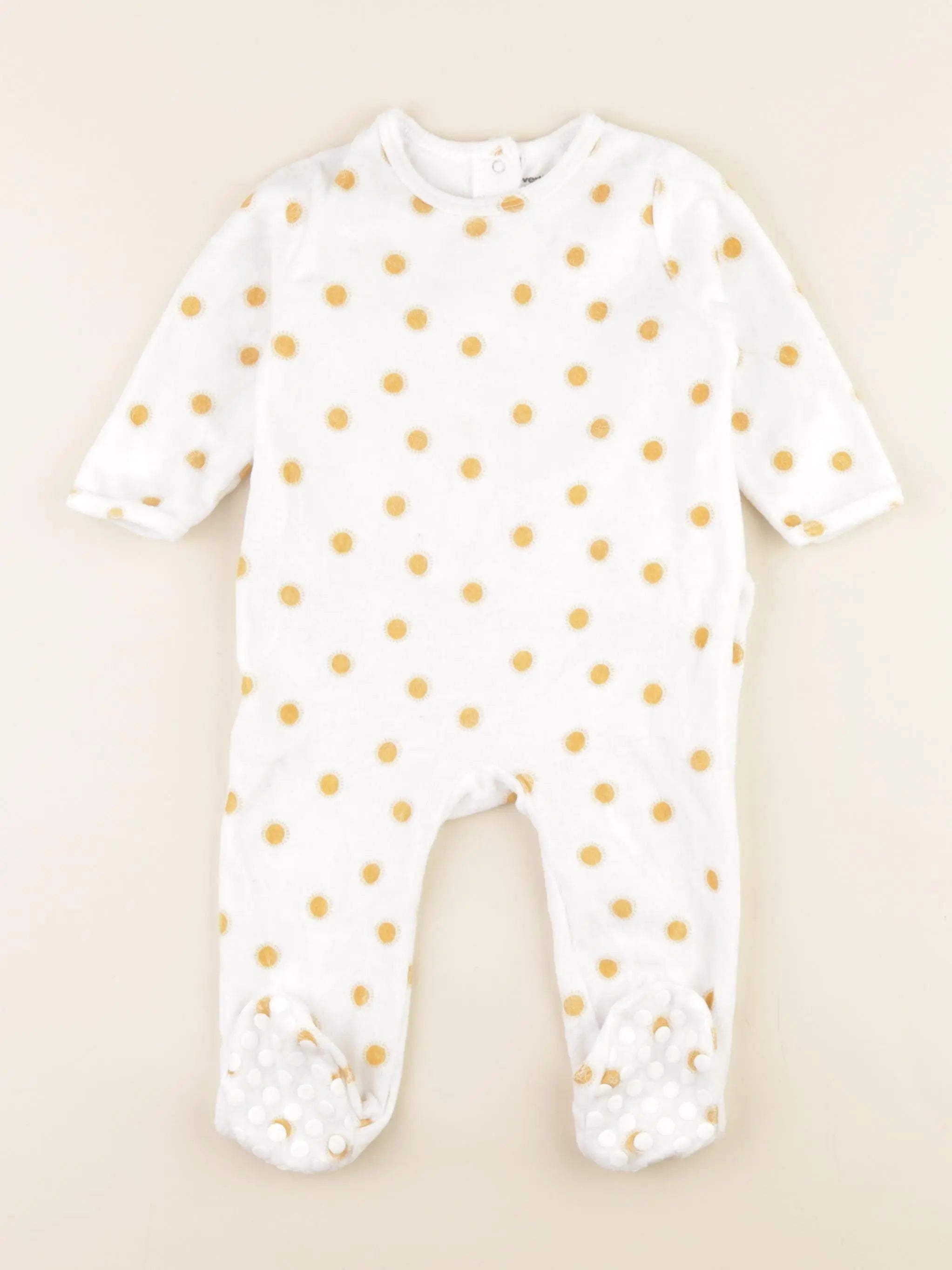 Vertbaudet - pyjama velours blanc, jaune - 12 mois