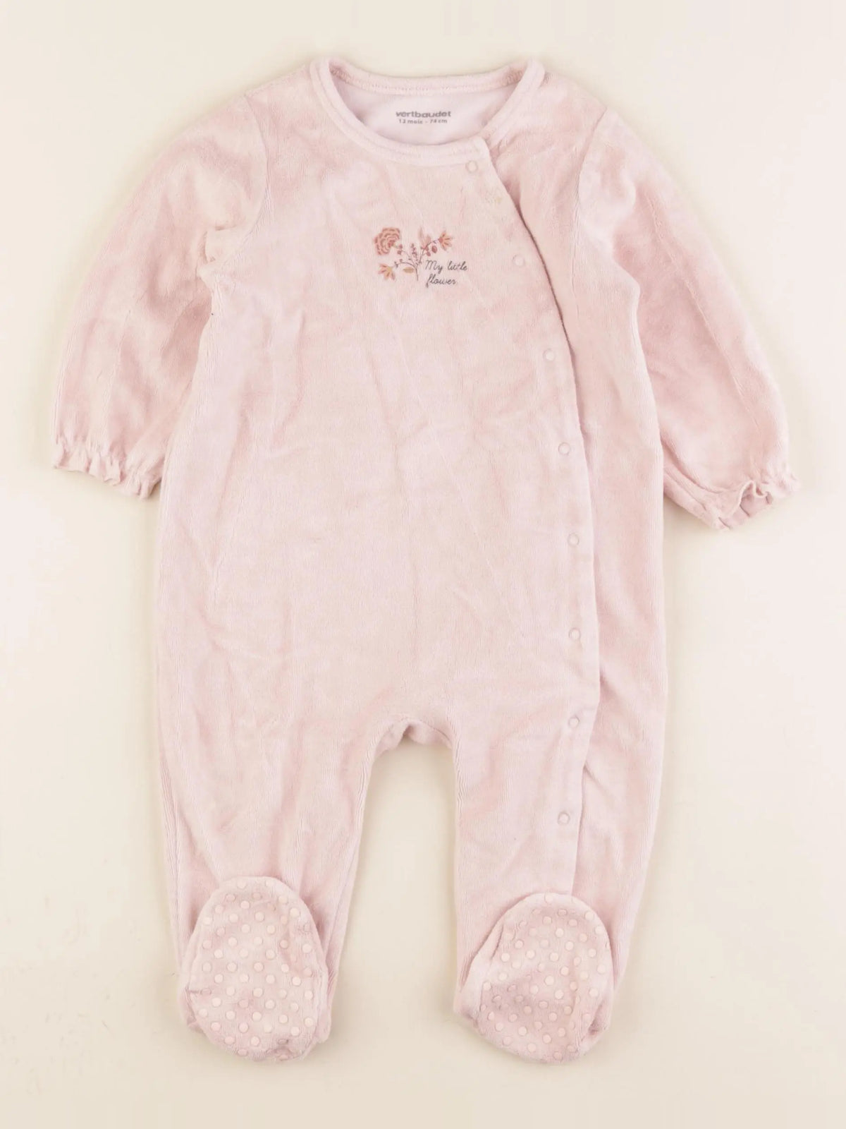 Vertbaudet - pyjama velours rose - 12 mois