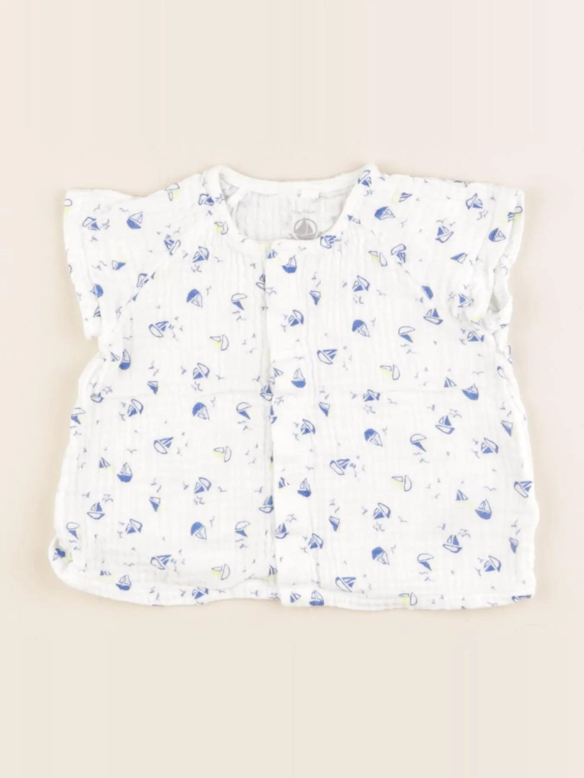 Petit Bateau - chemise blanc, bleu - 12 mois