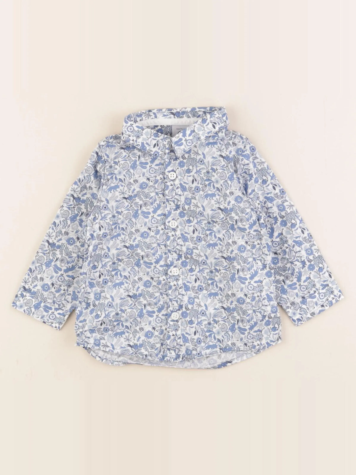Petit Bateau - chemise bleu - 12 mois