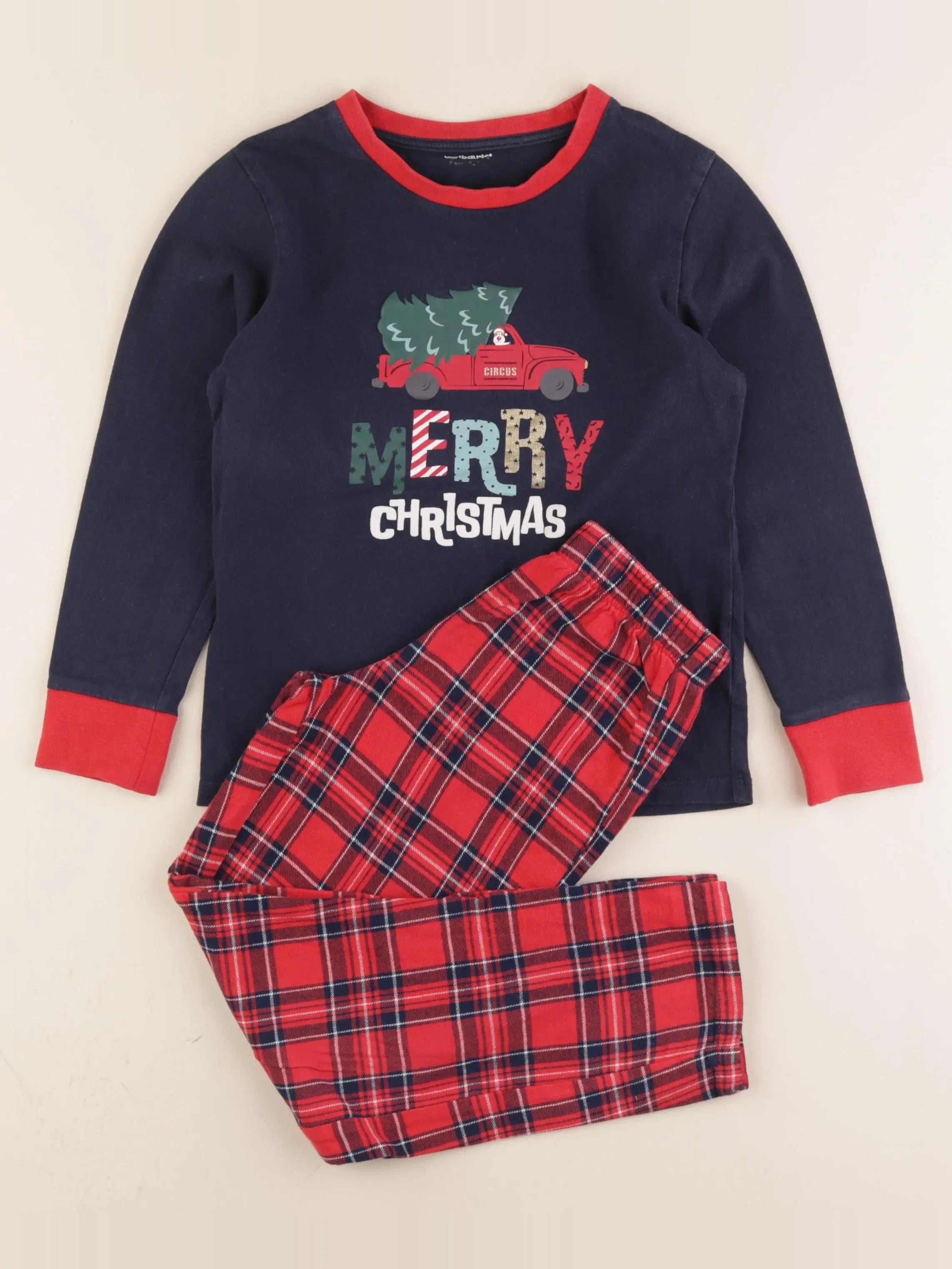 Vertbaudet - pyjama coton rouge, bleu - 8 ans